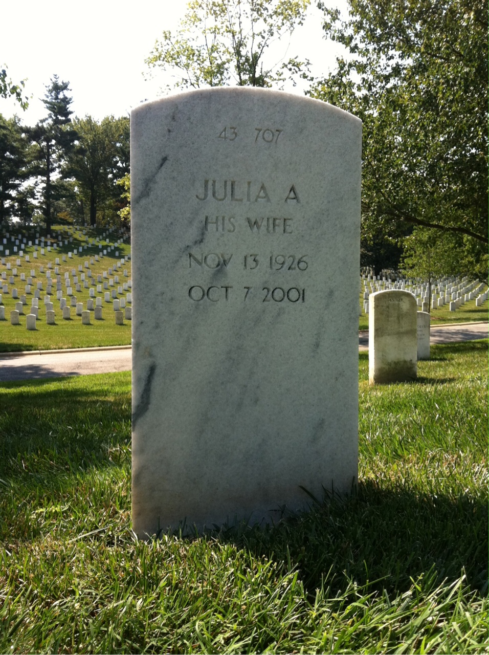 Back of headstone — Julia Allen