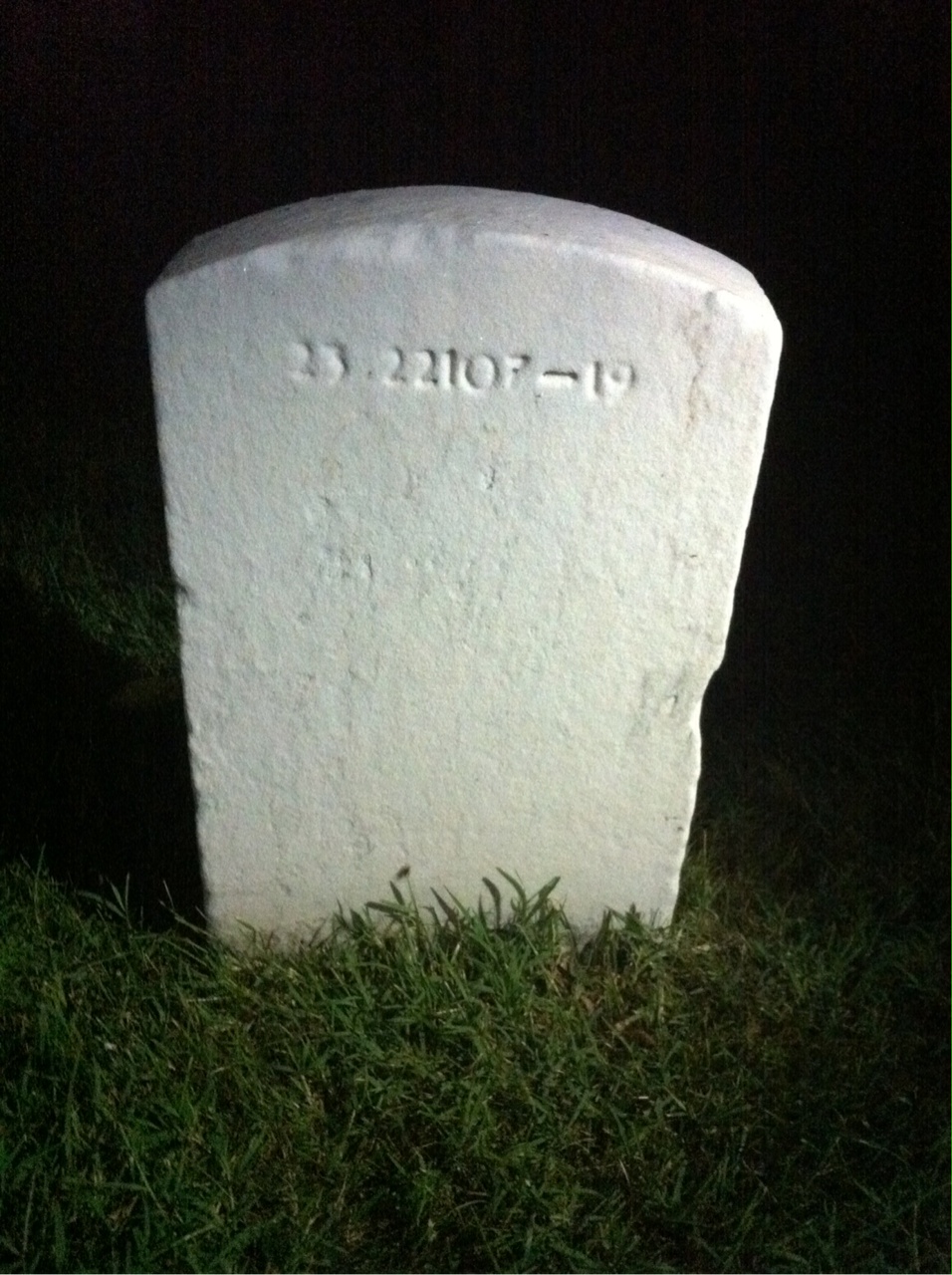Back of headstone — William J Dickerson