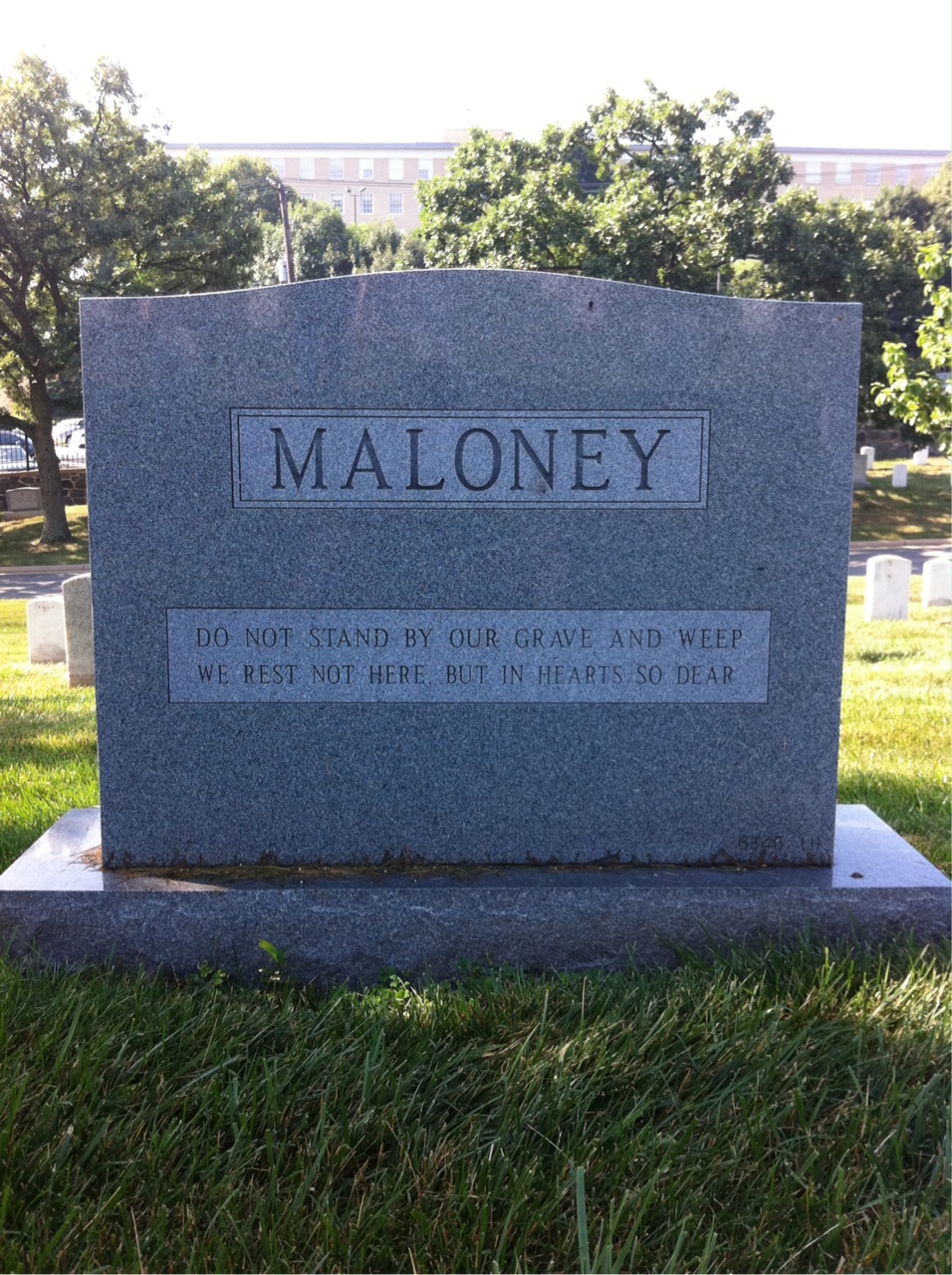 Back of headstone — Robert Maloney