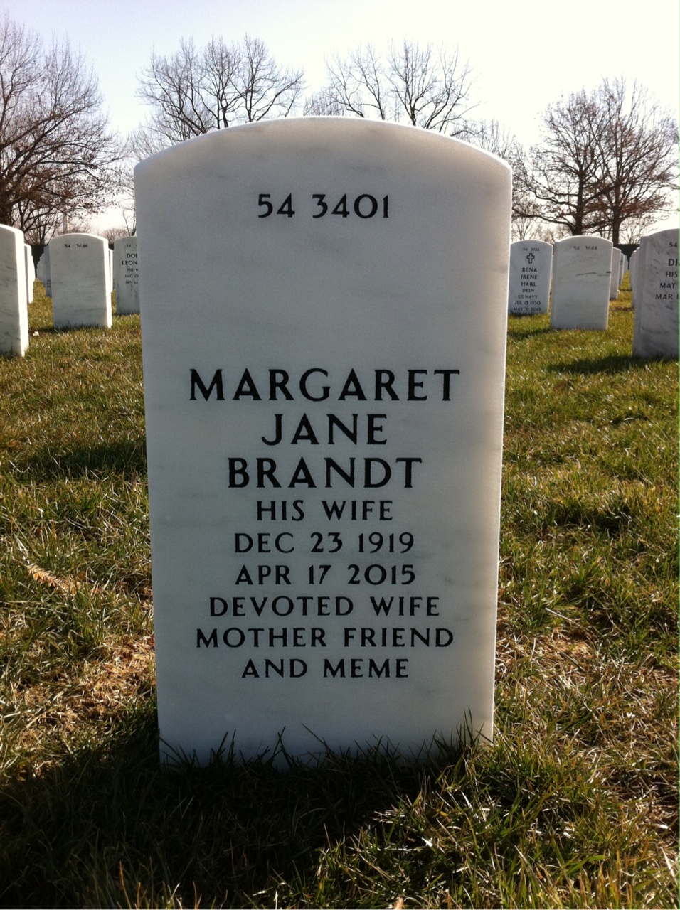 Back of headstone — Oscar Lee