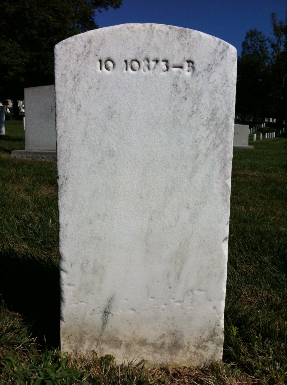 Back of headstone — Harry Lane