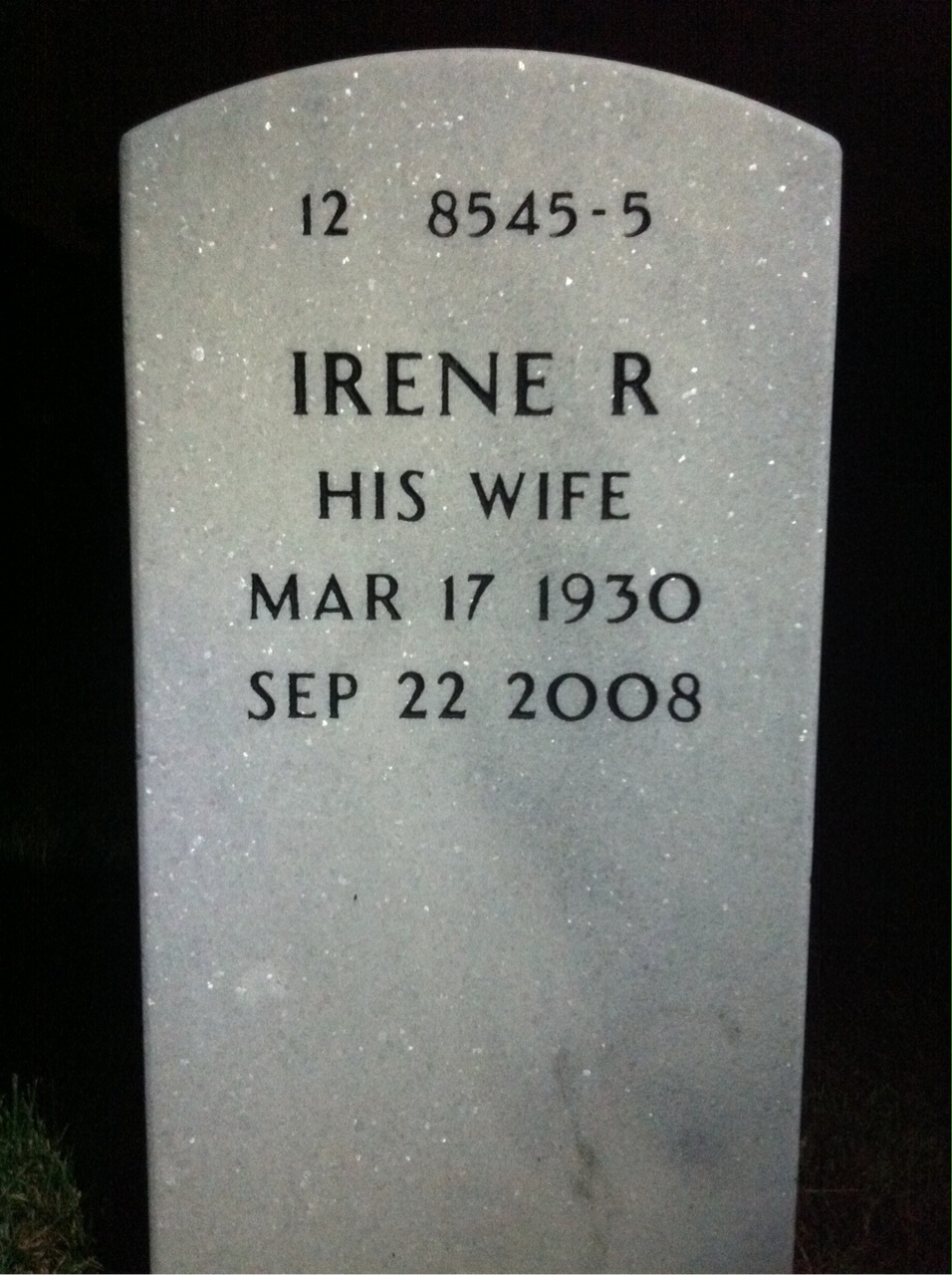 Back of headstone — Walter Lunden