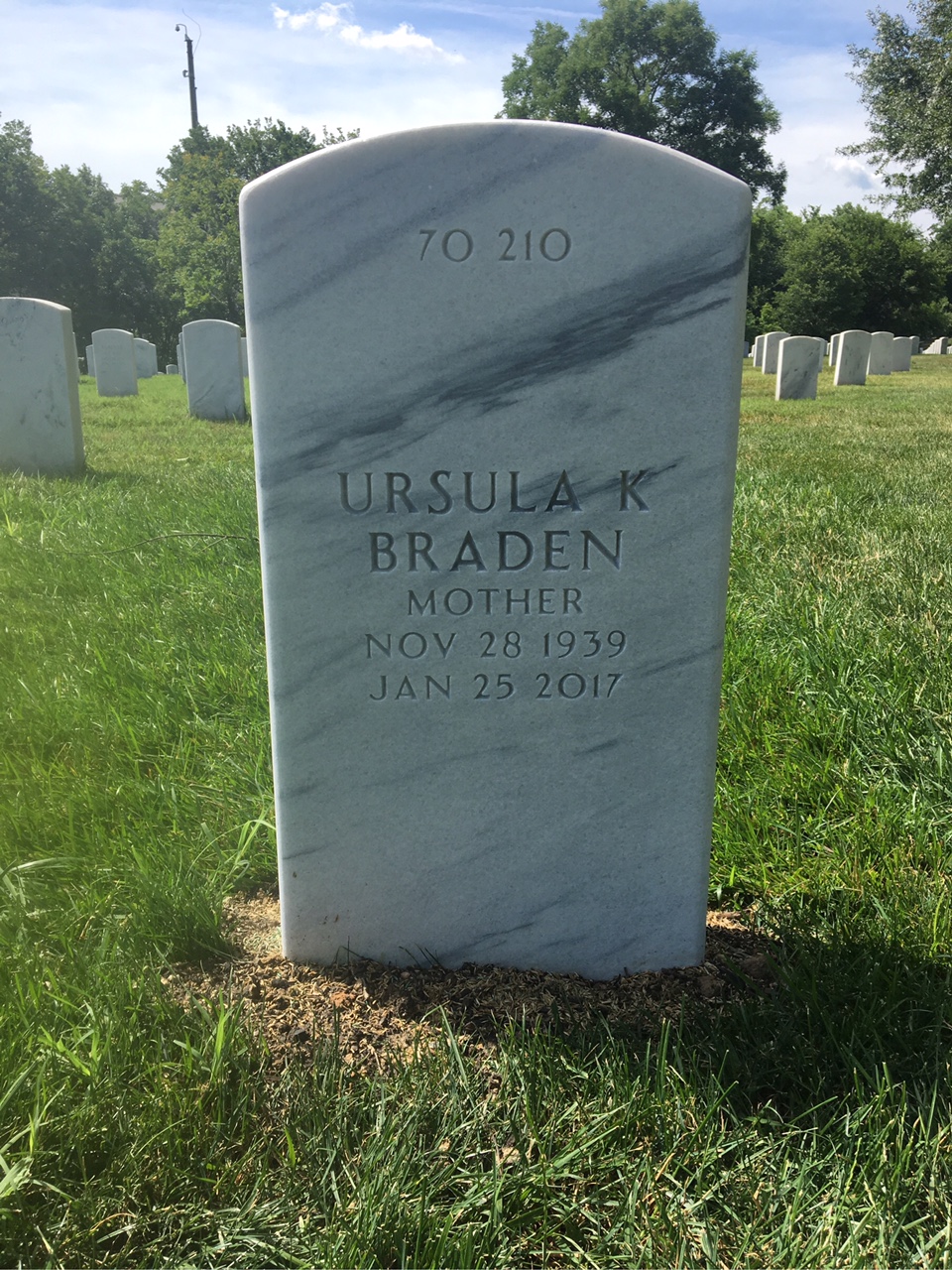 Back of headstone — Germaine Braden