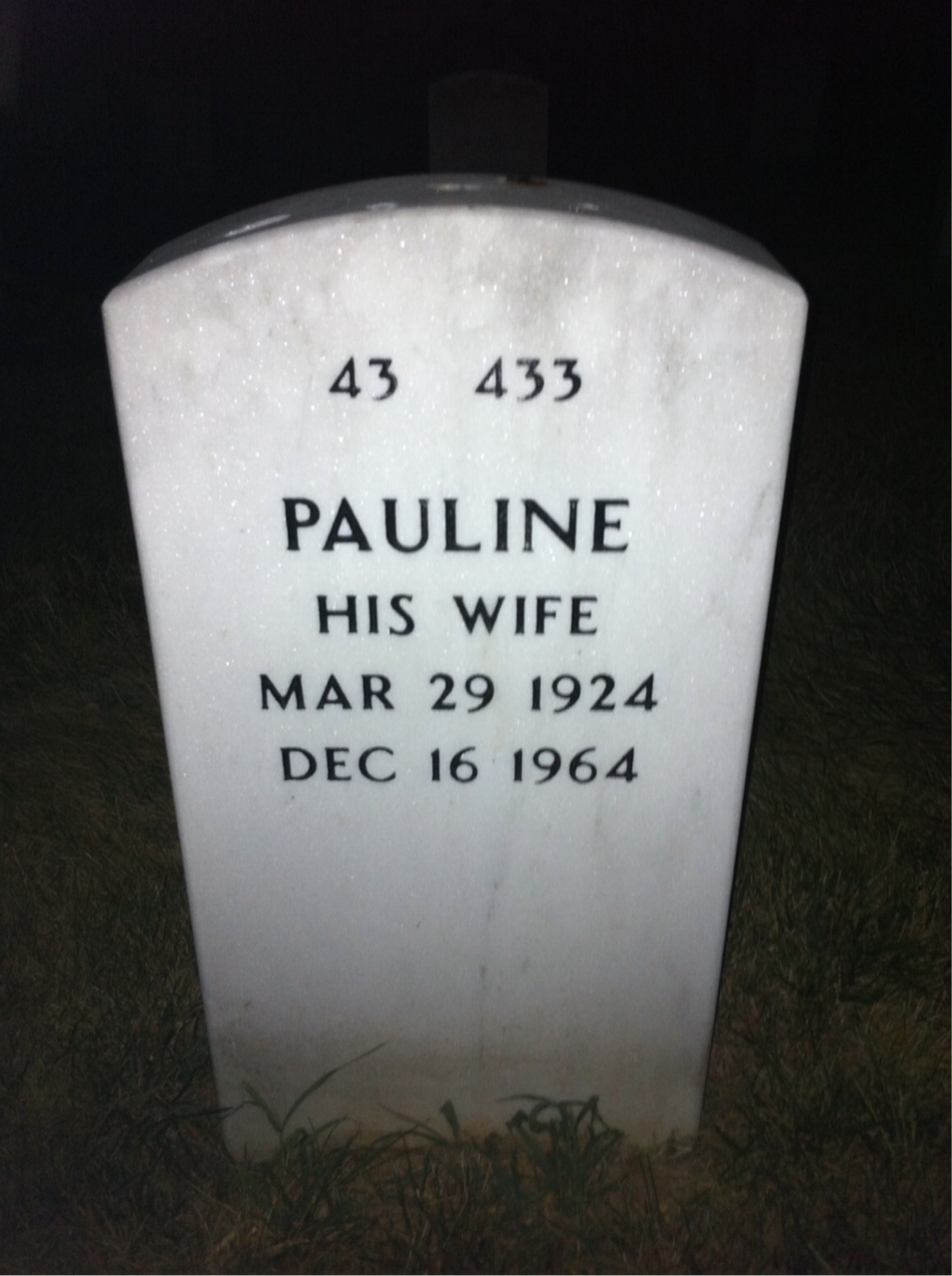 Back of headstone — Howard Pettus