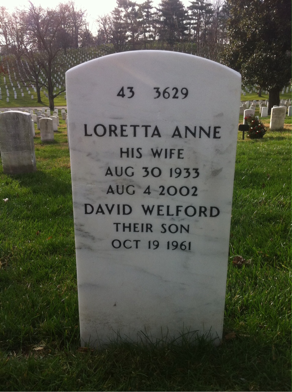 Back of headstone — Daniel Stephens