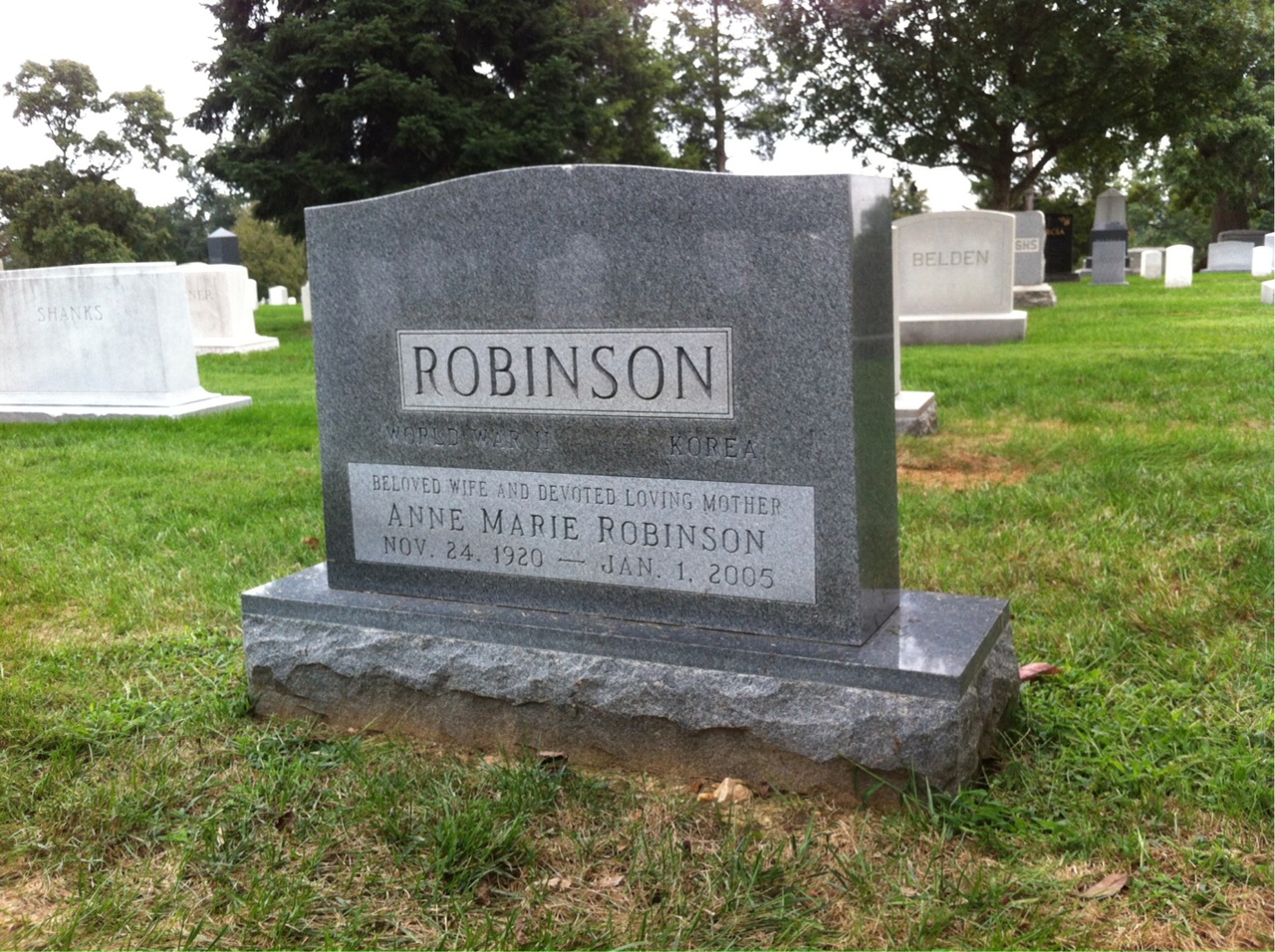 Back of headstone — William Robinson