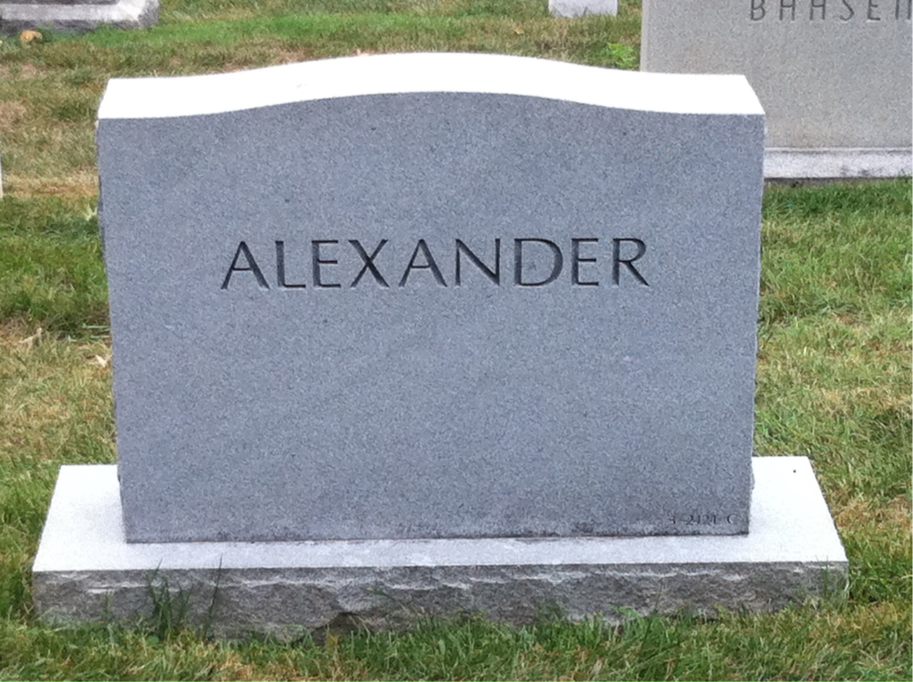 Back of headstone — Jeannie Alexander