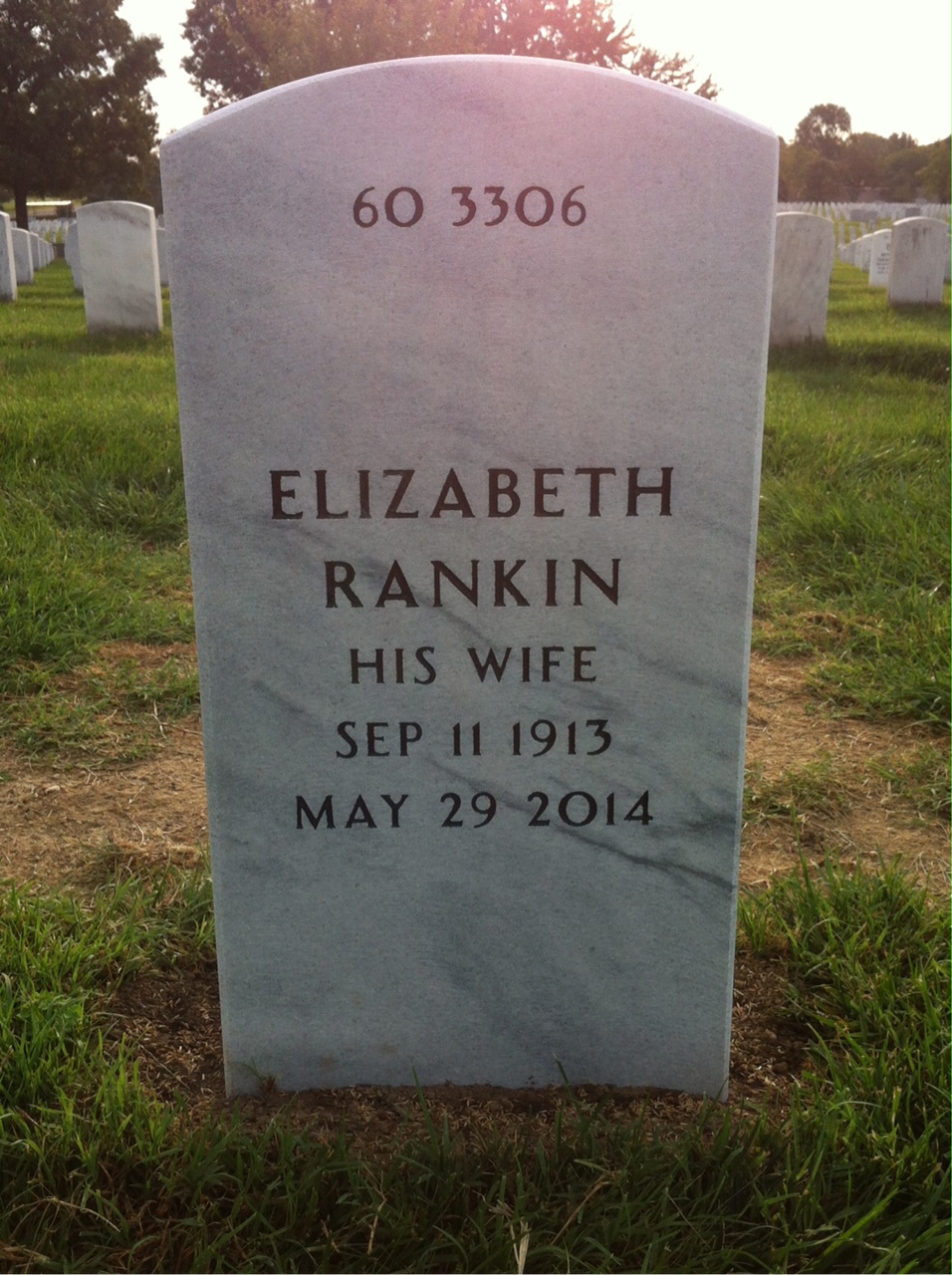 Back of headstone — Samuel Corbin
