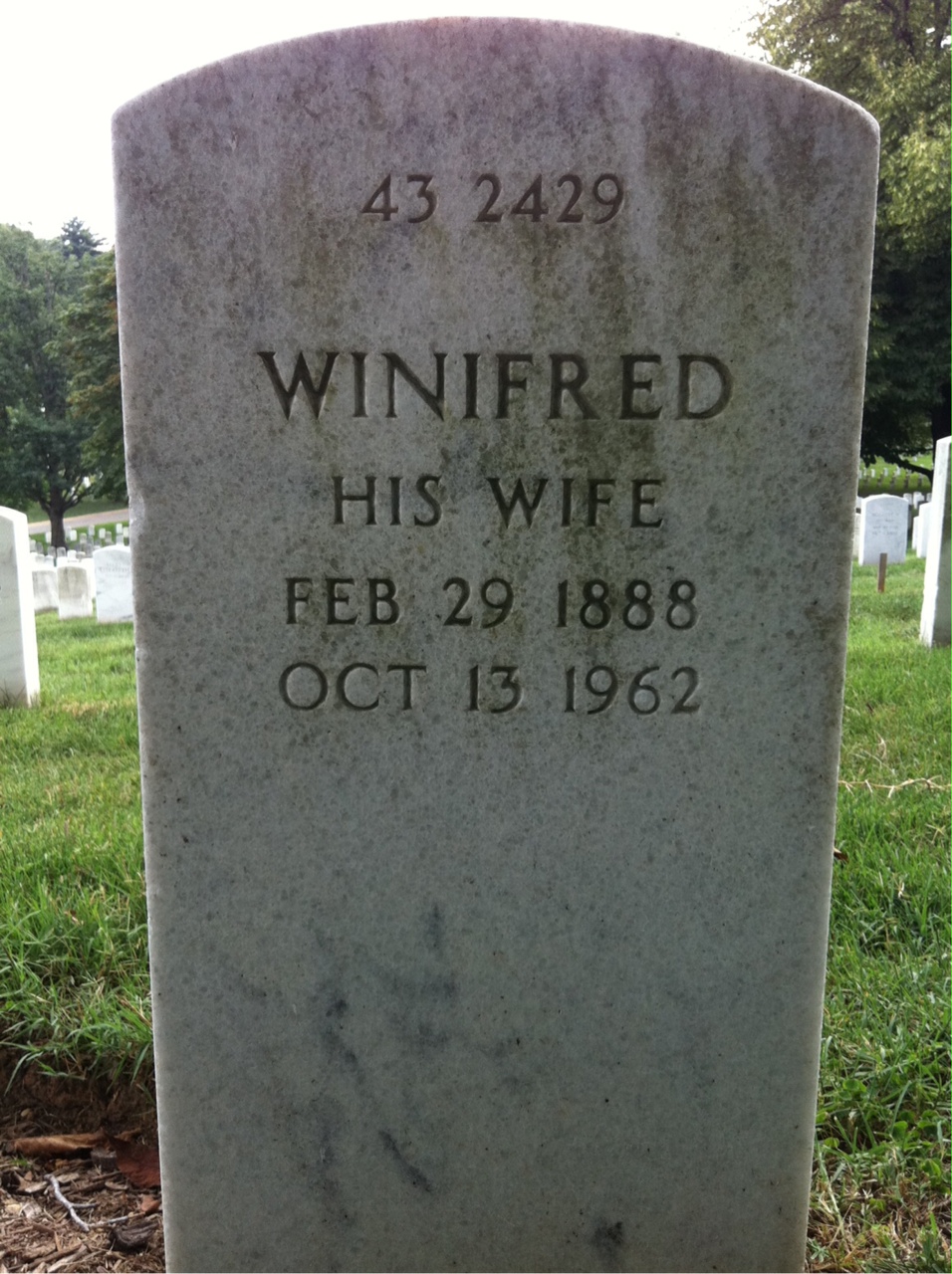 Back of headstone — William Albert King