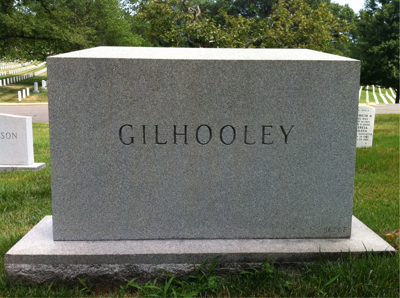 Back of headstone — James Gilhooley