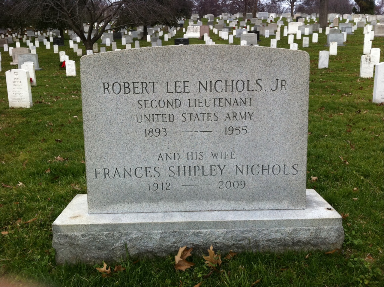 Back of headstone — Robert Nichols