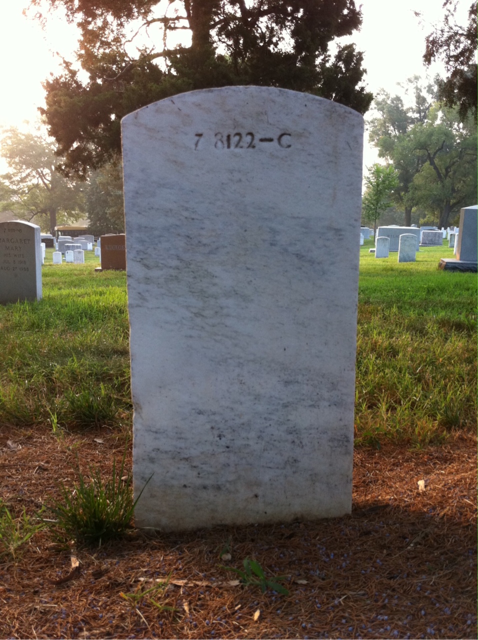 Back of headstone — Joseph Alexander