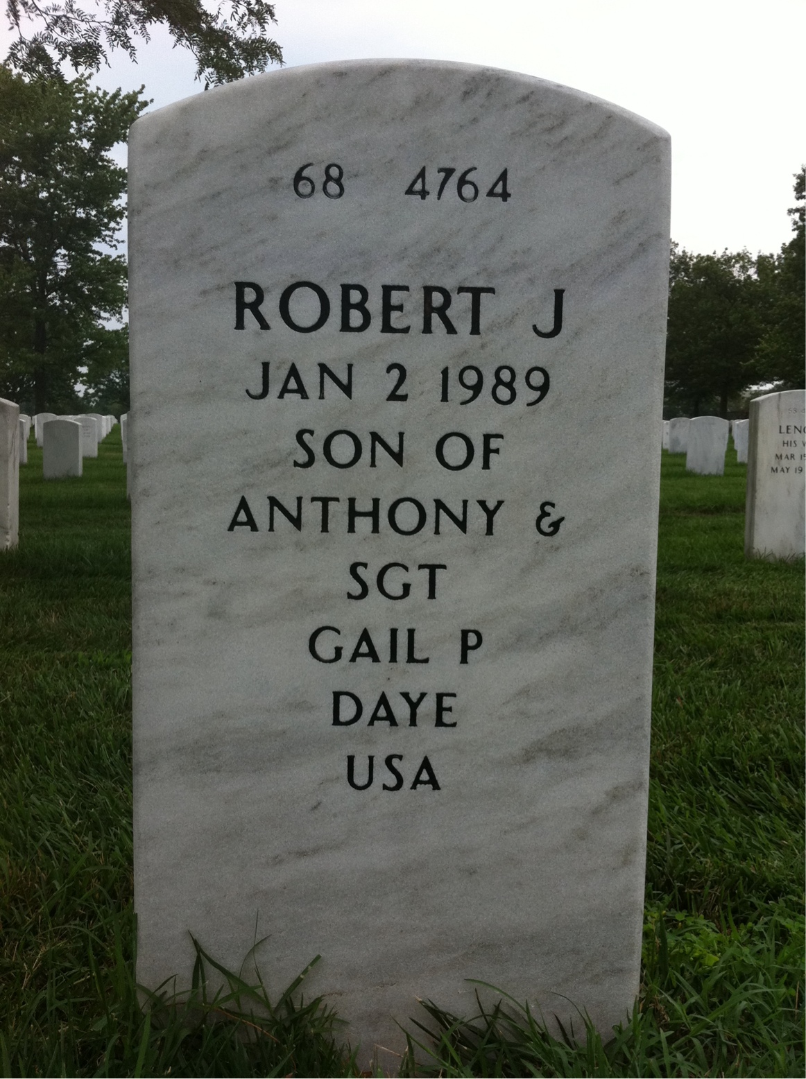 Back of headstone — Robert Fant