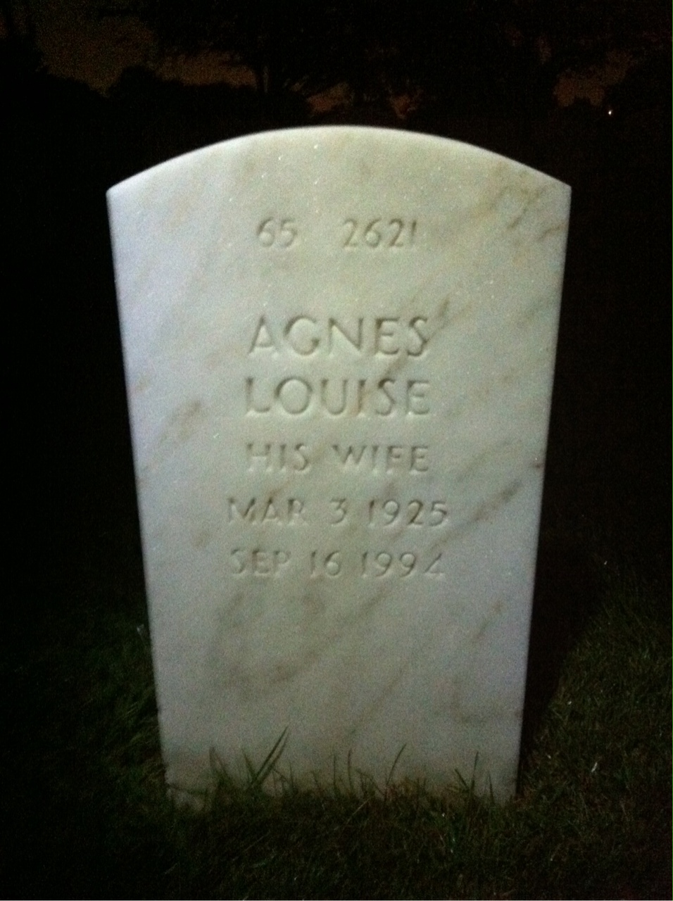 Back of headstone — Agnes Needham