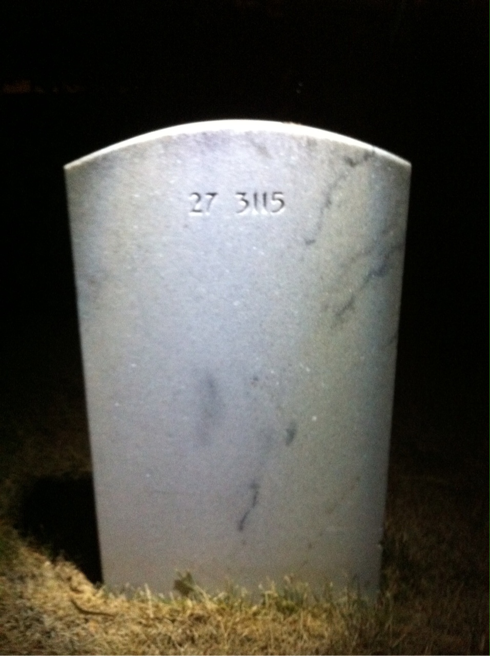 Back of headstone — V Mumford
