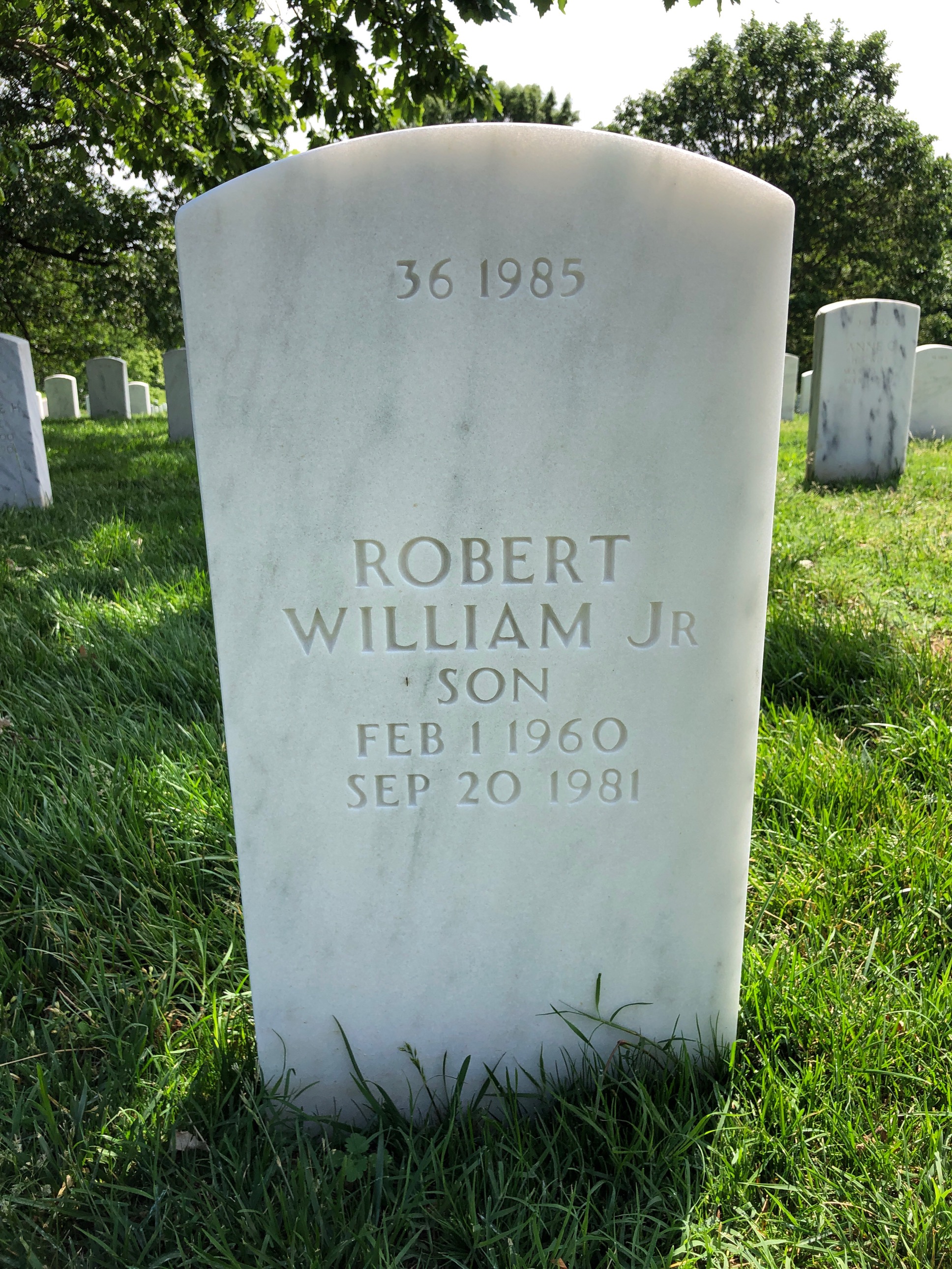 Back of headstone — Robert Baker