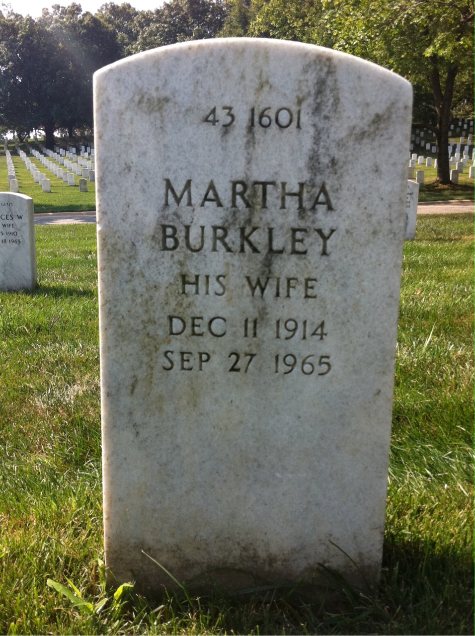 Back of headstone — Martha Blake