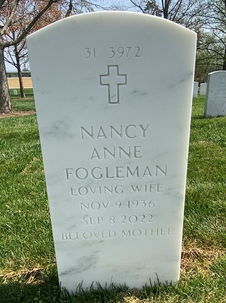 Back of headstone — Hubert Carr Fogleman
