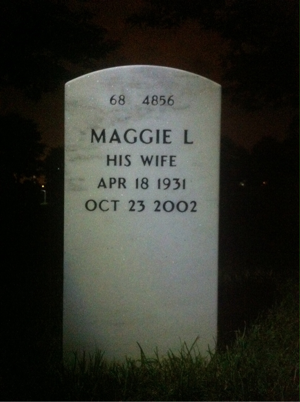 Back of headstone — George Davis