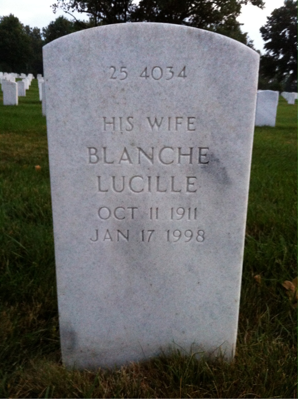 Back of headstone — Archer Blair