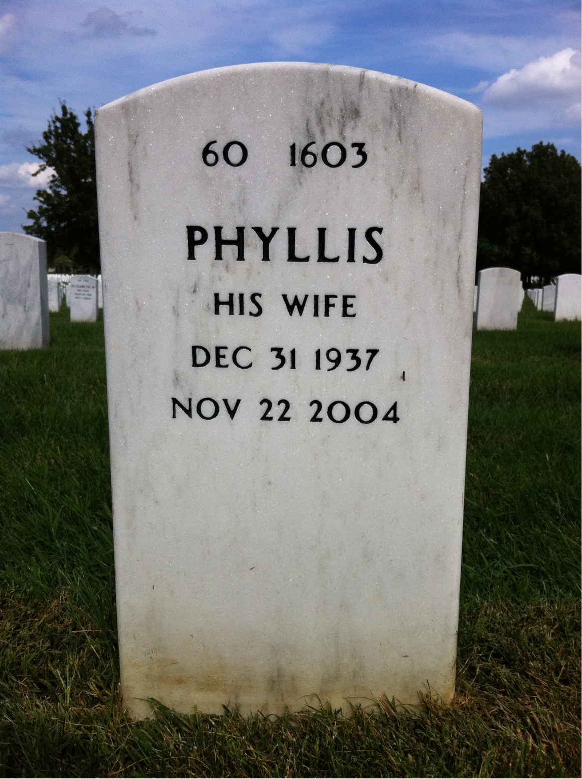 Back of headstone — John Van Niman