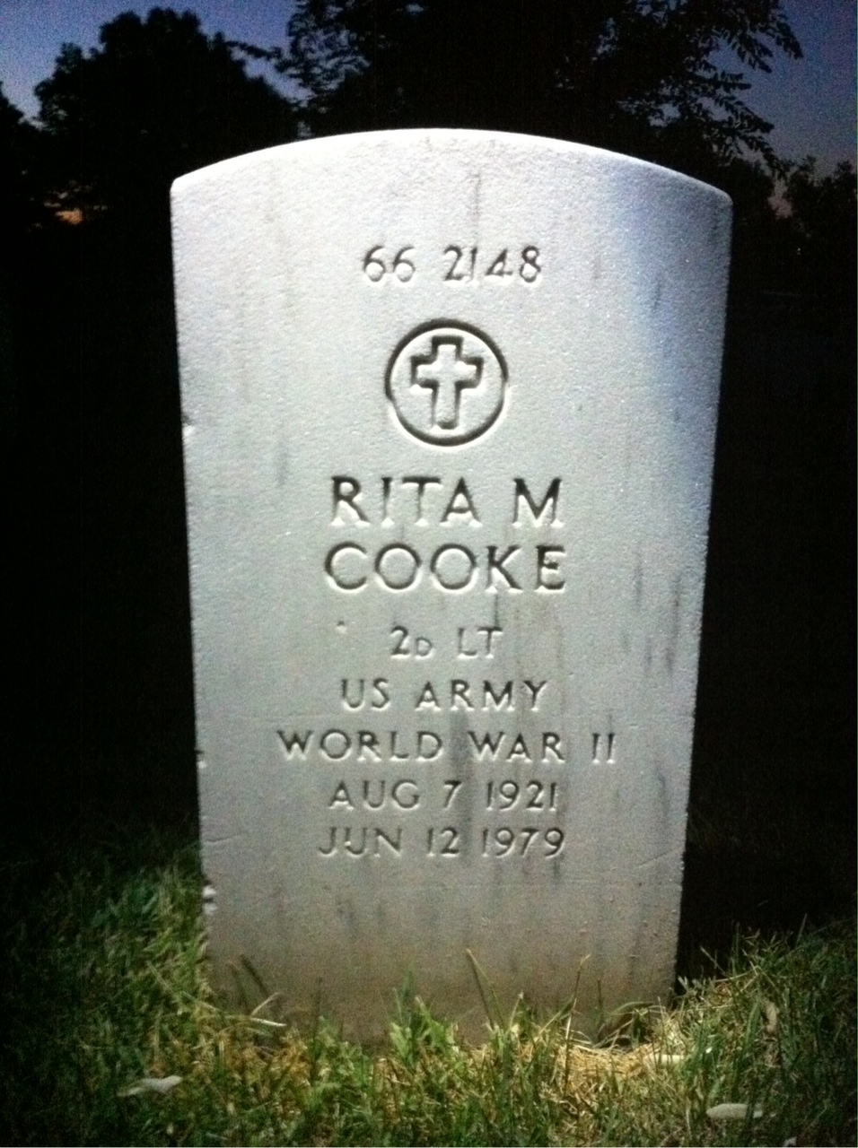 Back of headstone — Rita M Cooke