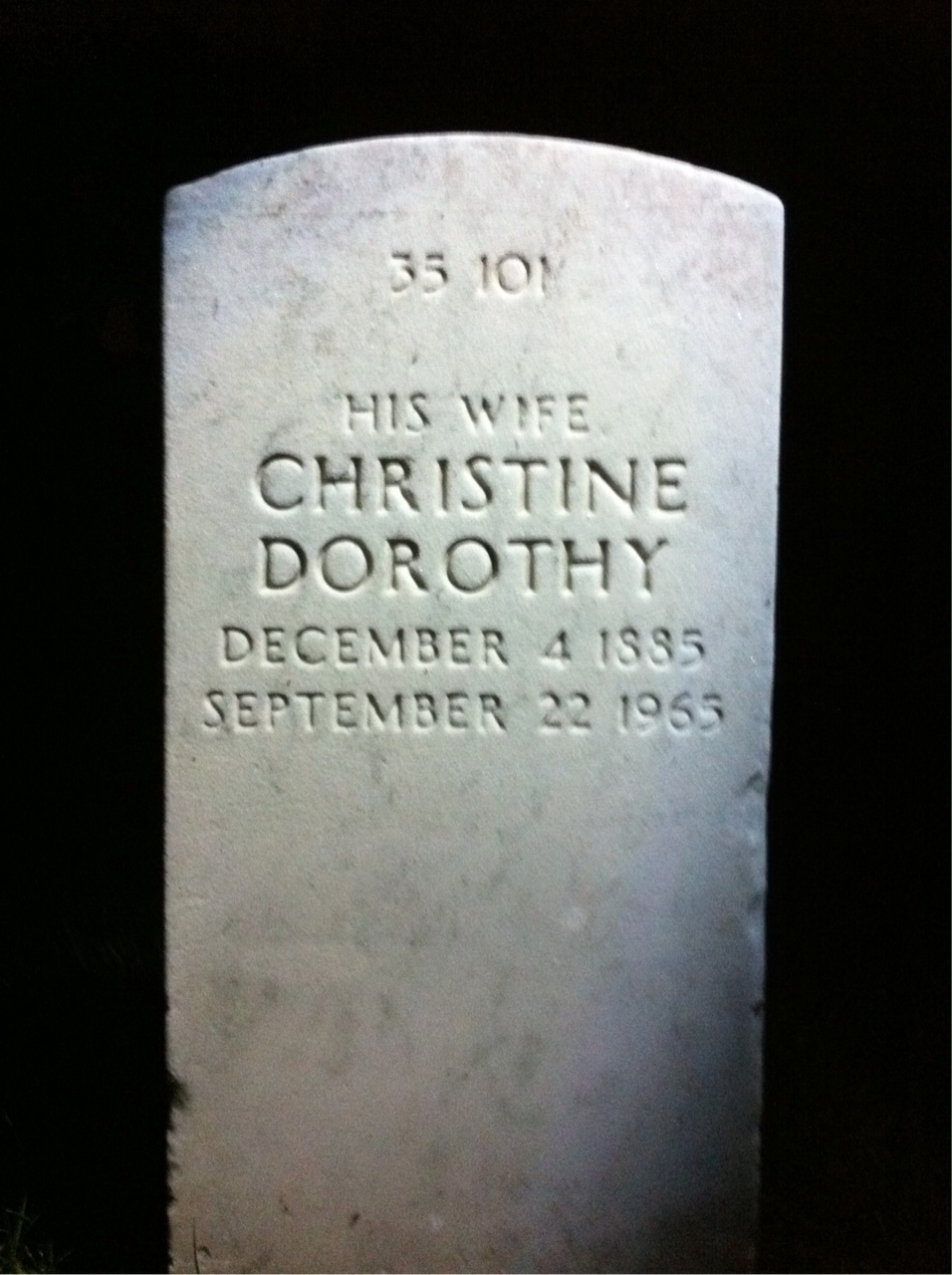 Back of headstone — Arthur Alm