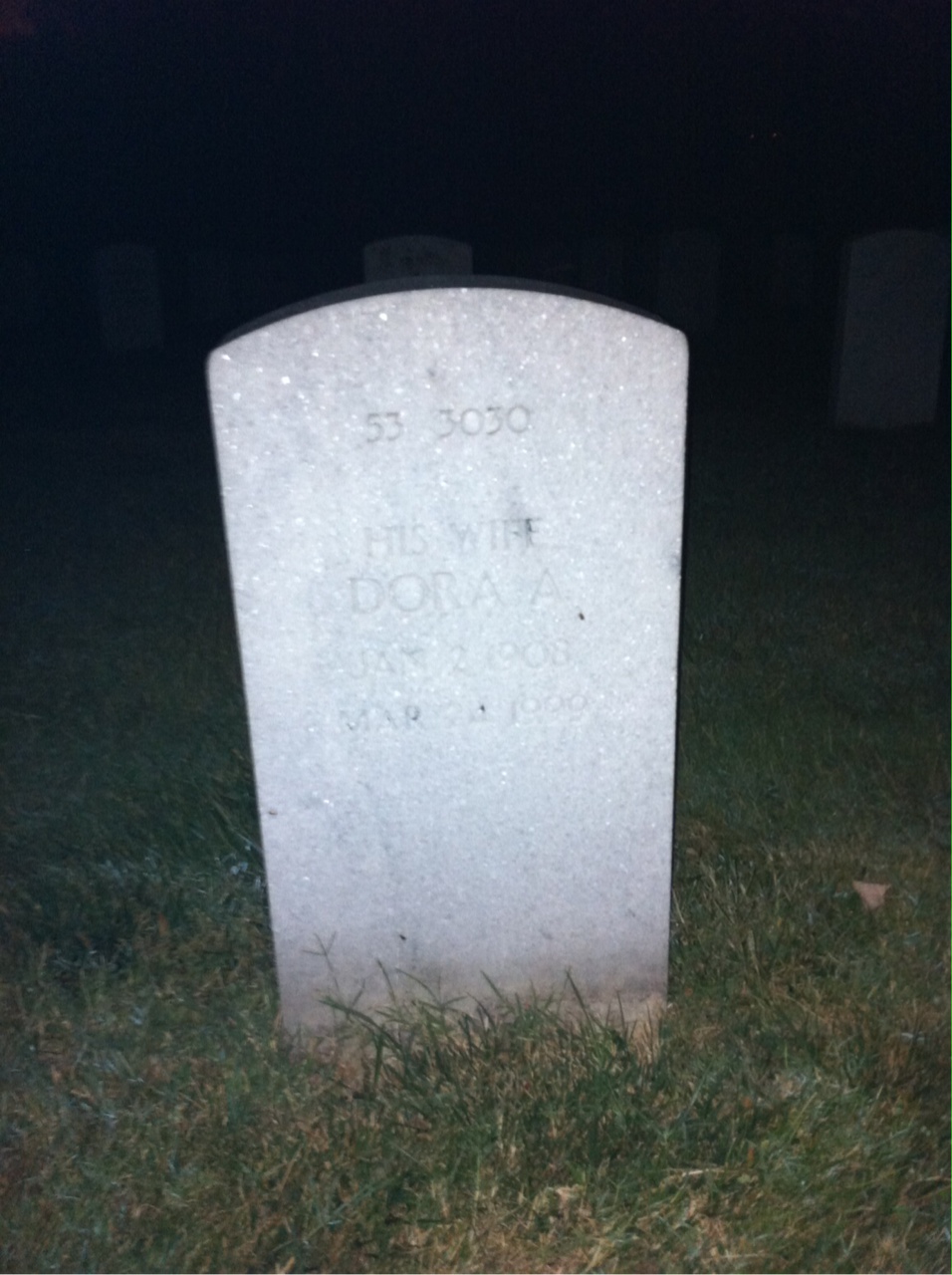 Back of headstone — Roscoe E Dance