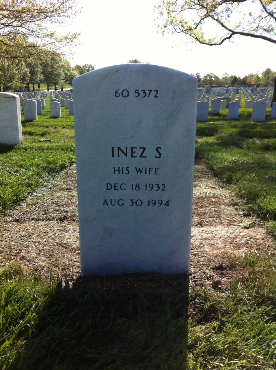 Back of headstone — David W Lacy