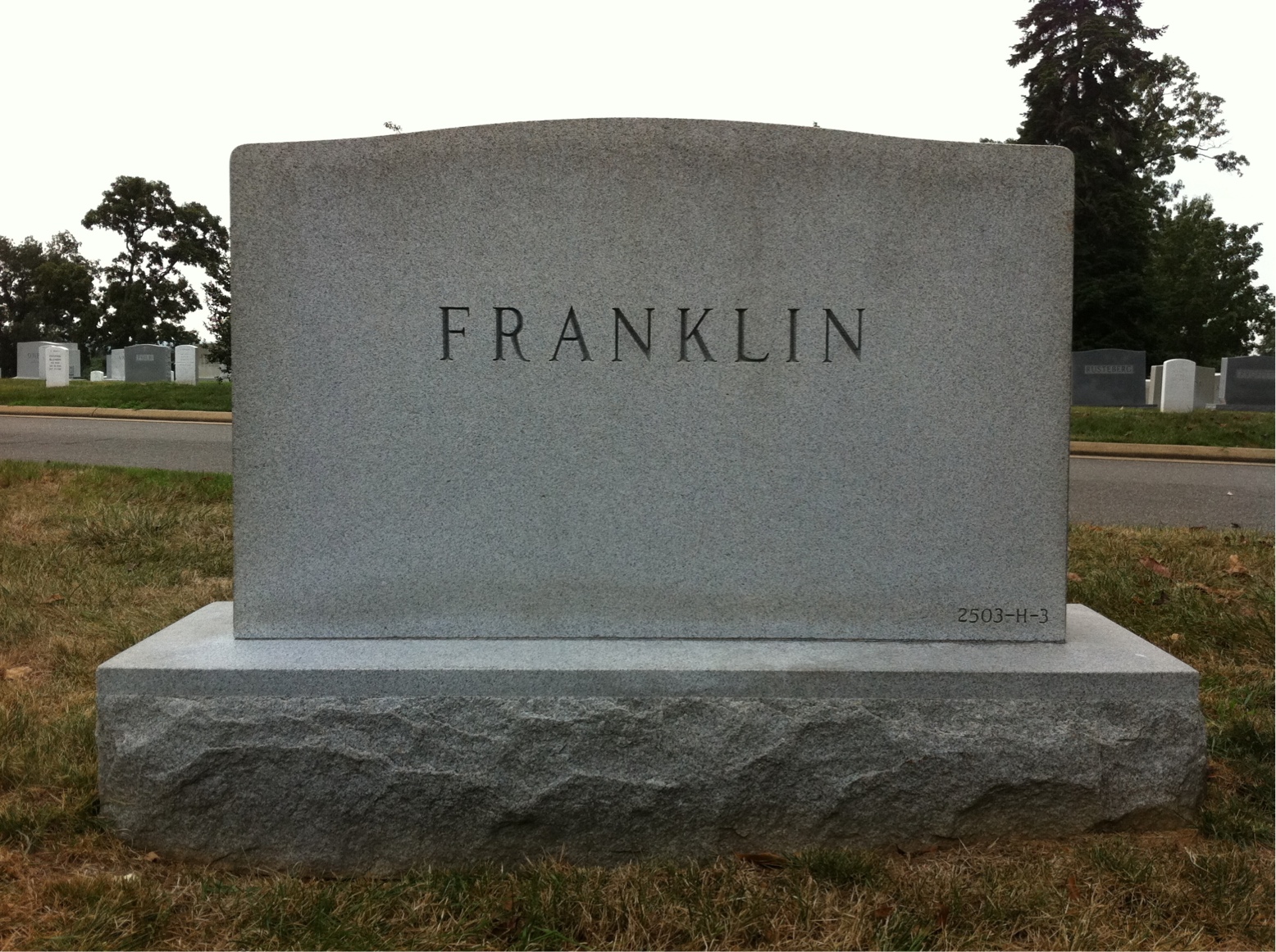 Back of headstone — John Francis Franklin