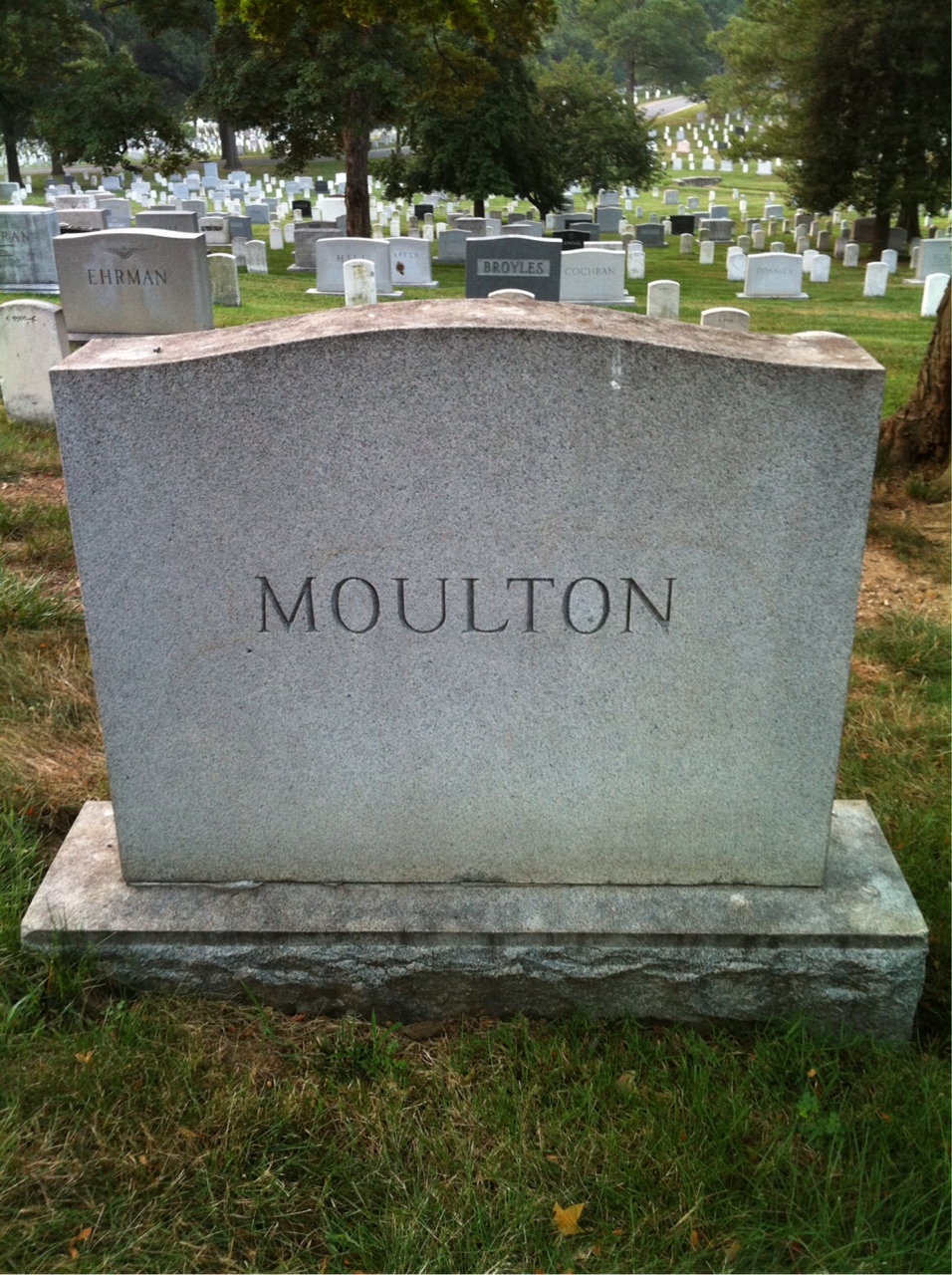 Back of headstone — Starr Moulton
