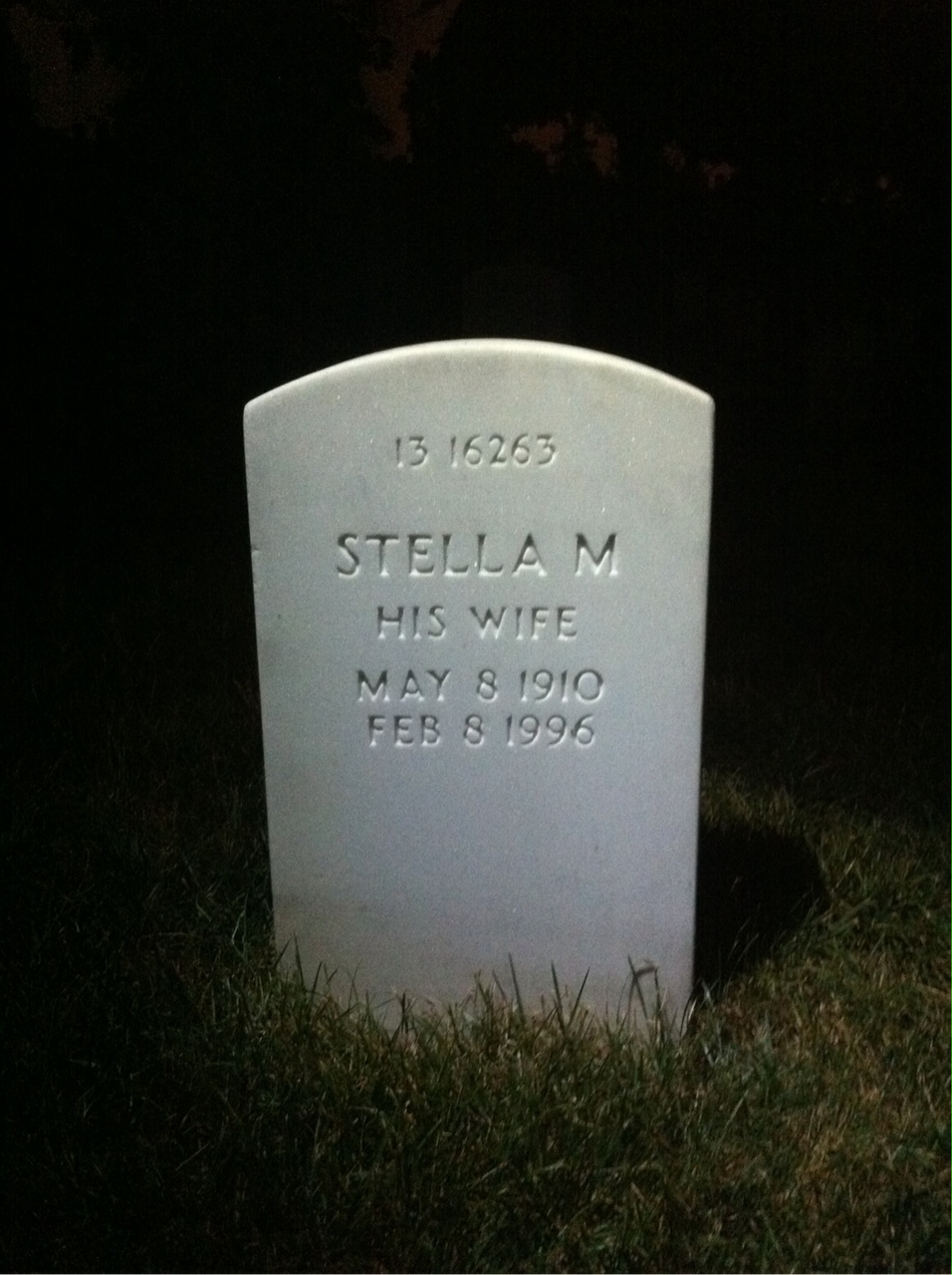 Back of headstone — Stella Alexa
