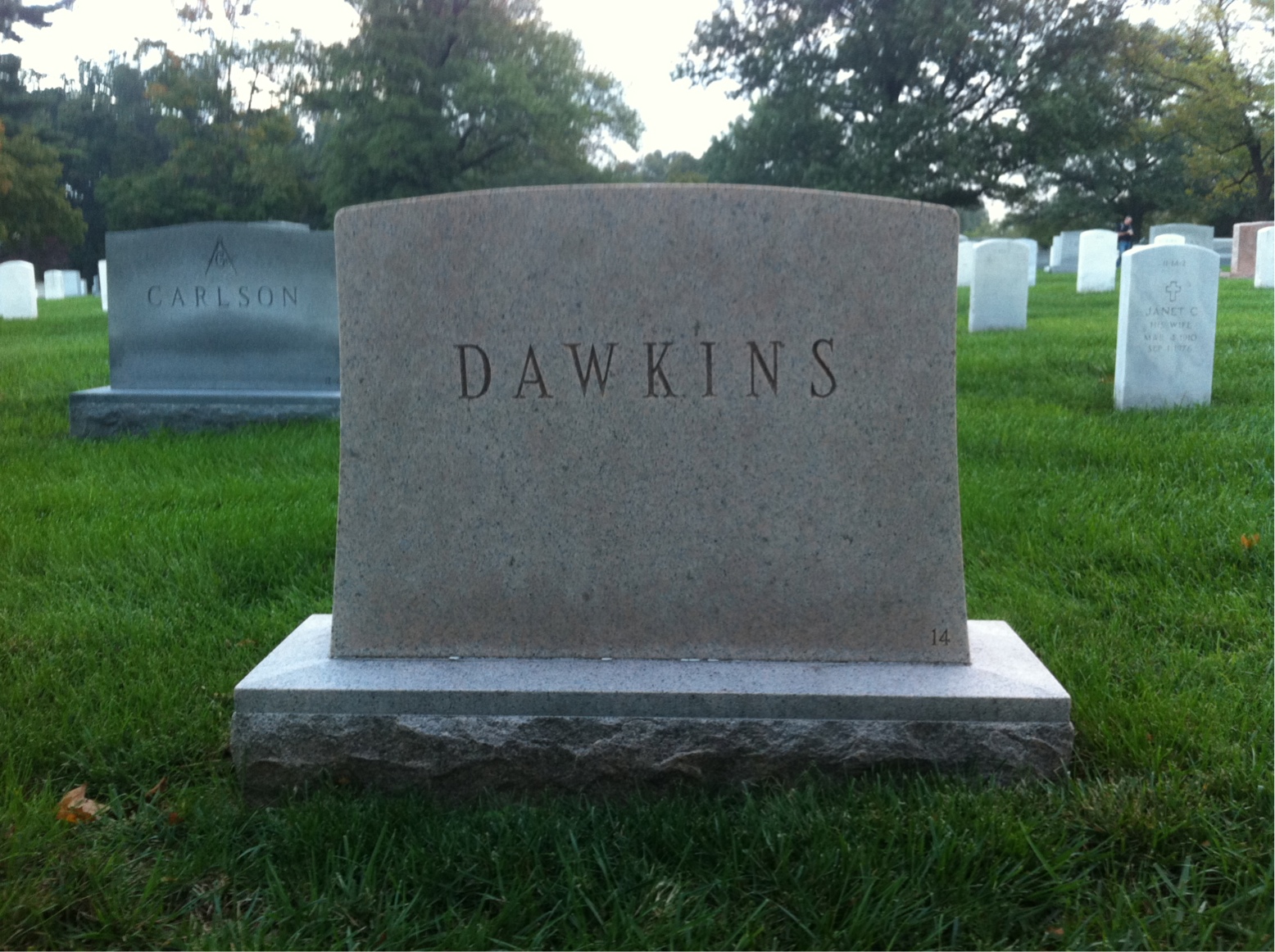 Back of headstone — Robert Dawkins