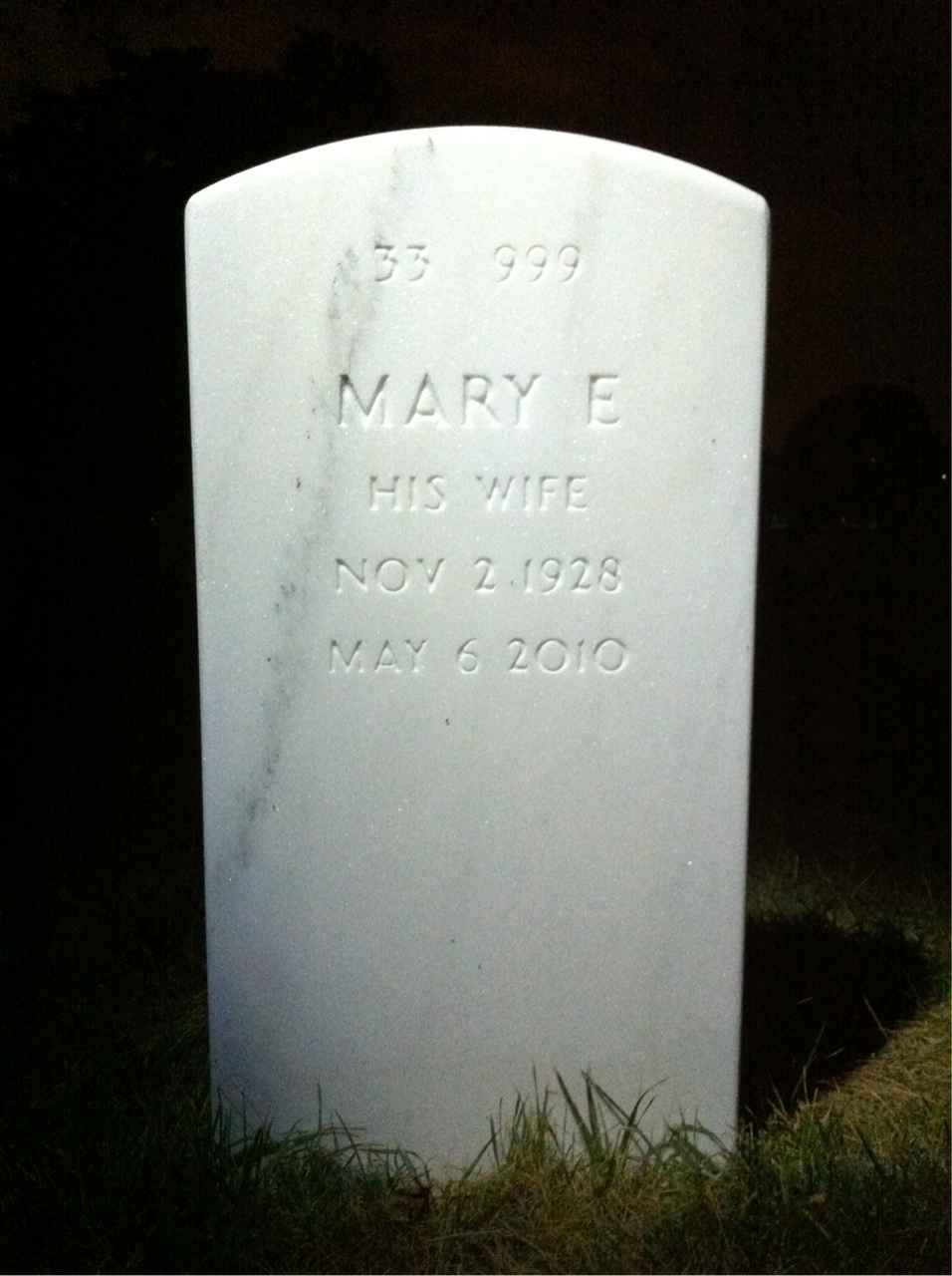 Back of headstone — Oscar Sanders