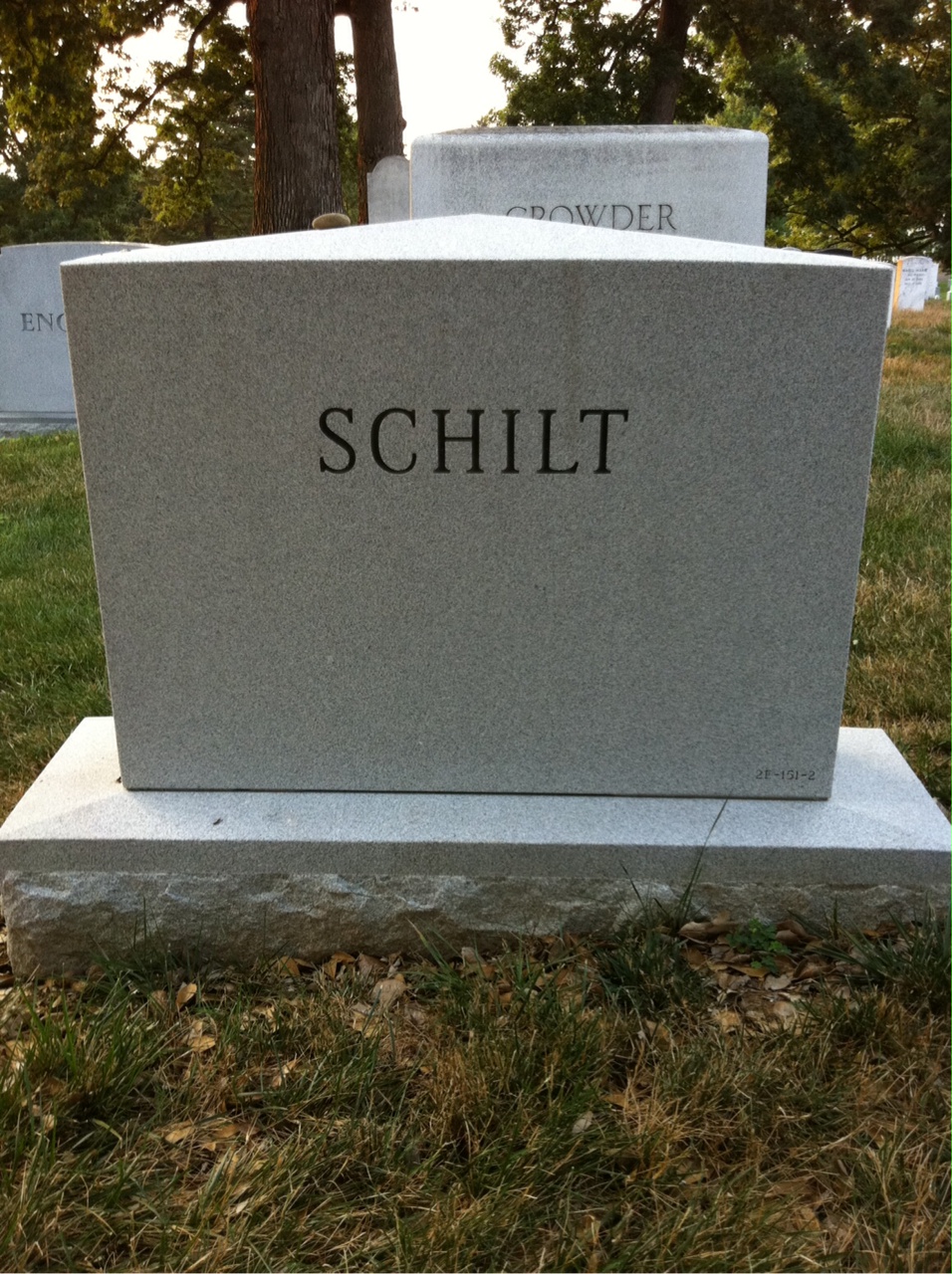 Headstone shared by 2 interments, including Christian F Schilt