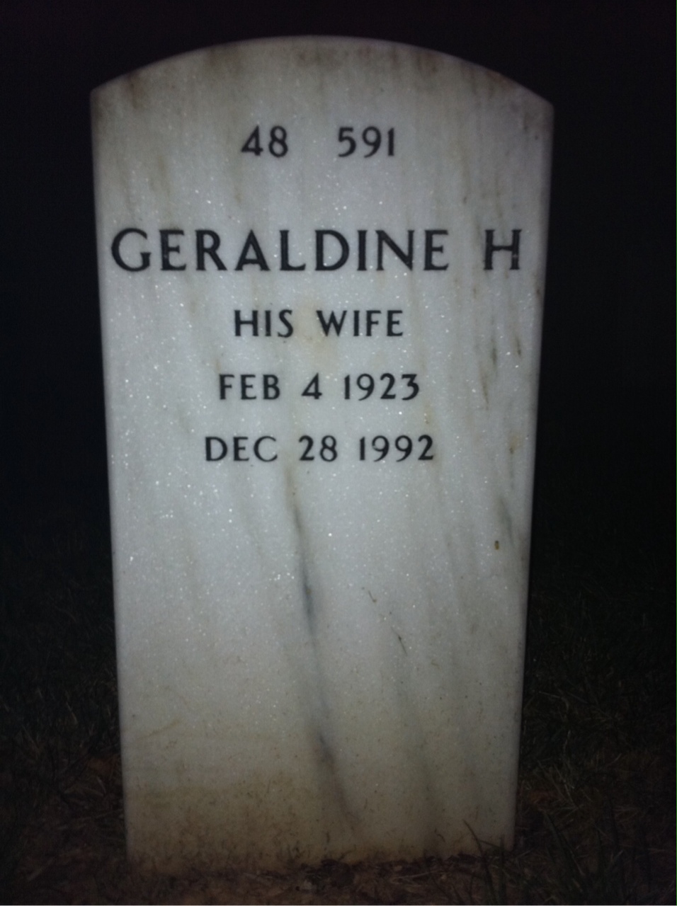 Back of headstone — Ollie Adams