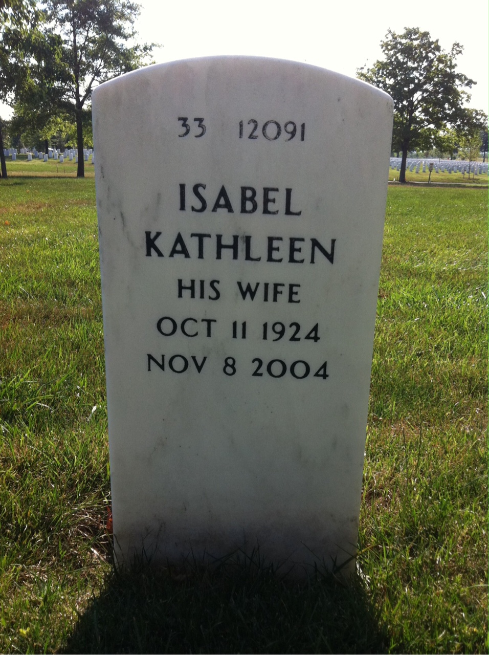 Back of headstone — John Hartung