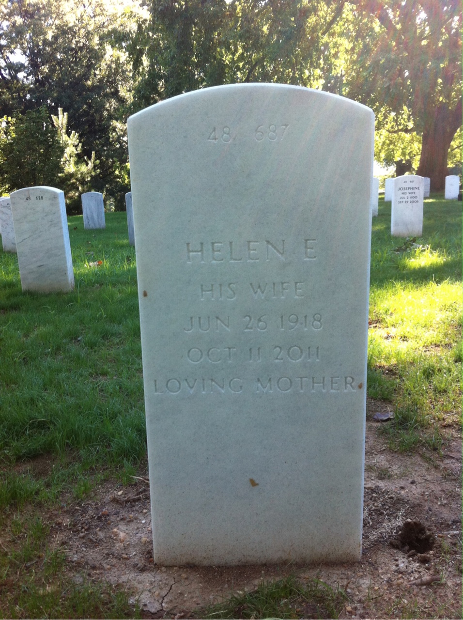 Back of headstone — James Arsenault