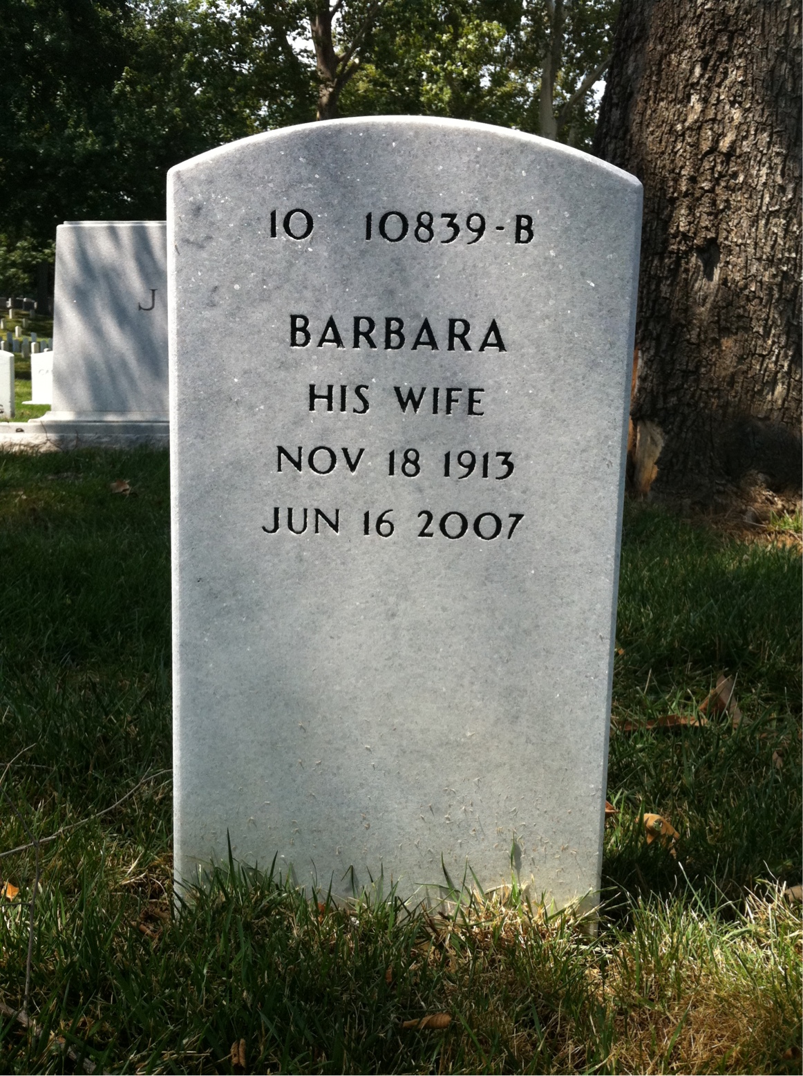 Back of headstone — Barclay Woodward