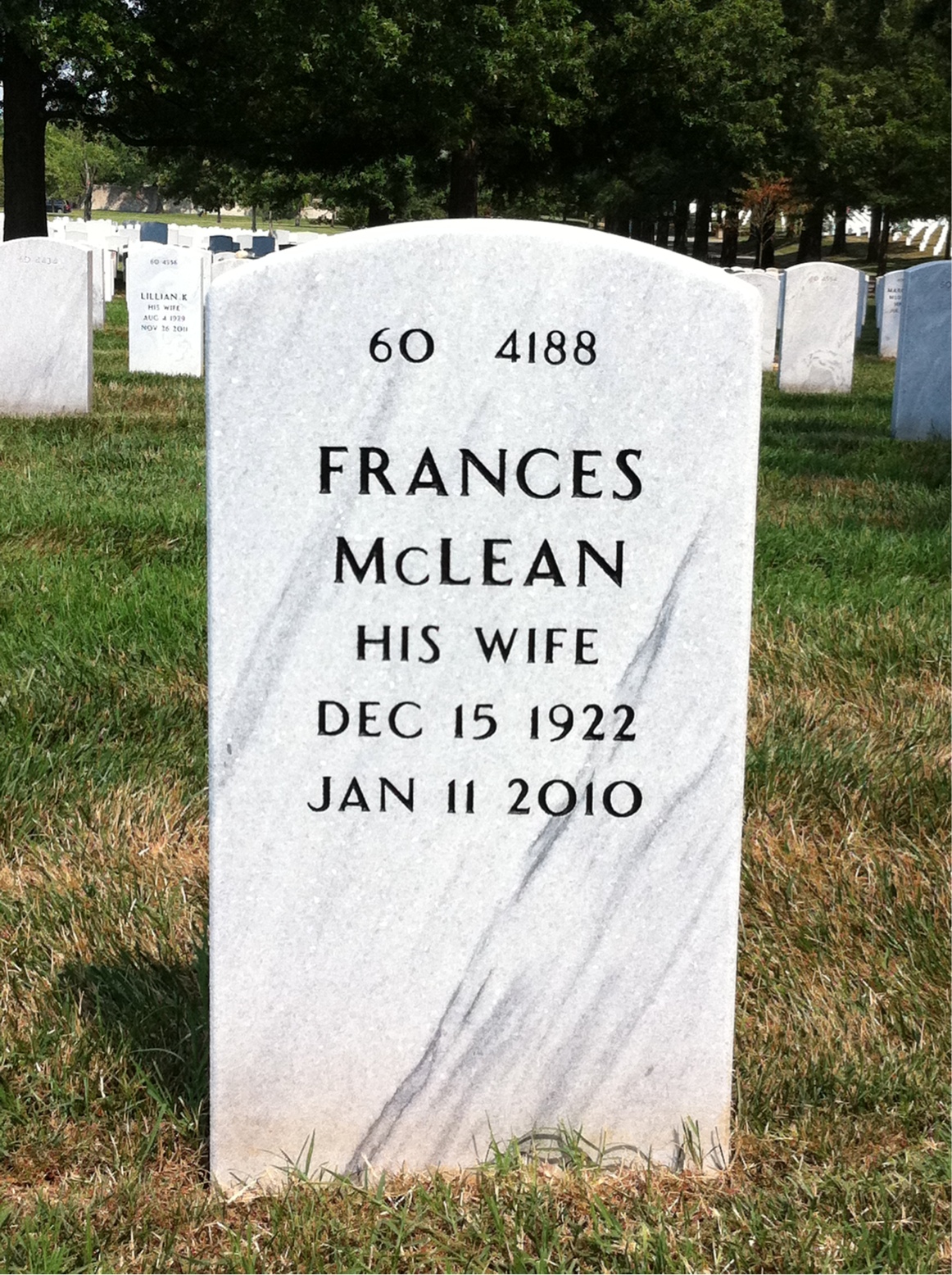 Back of headstone — Francis Myers