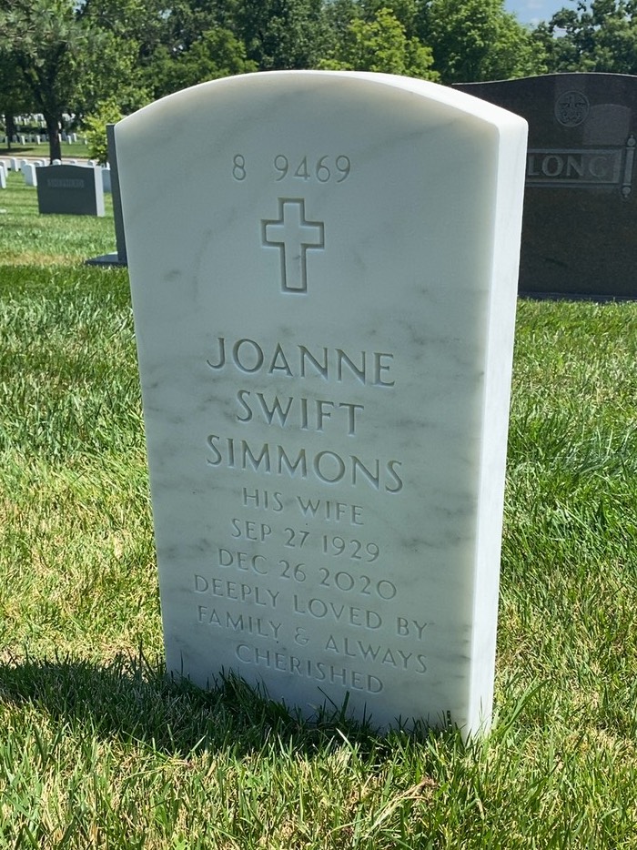 Back of headstone — Charles Simmons