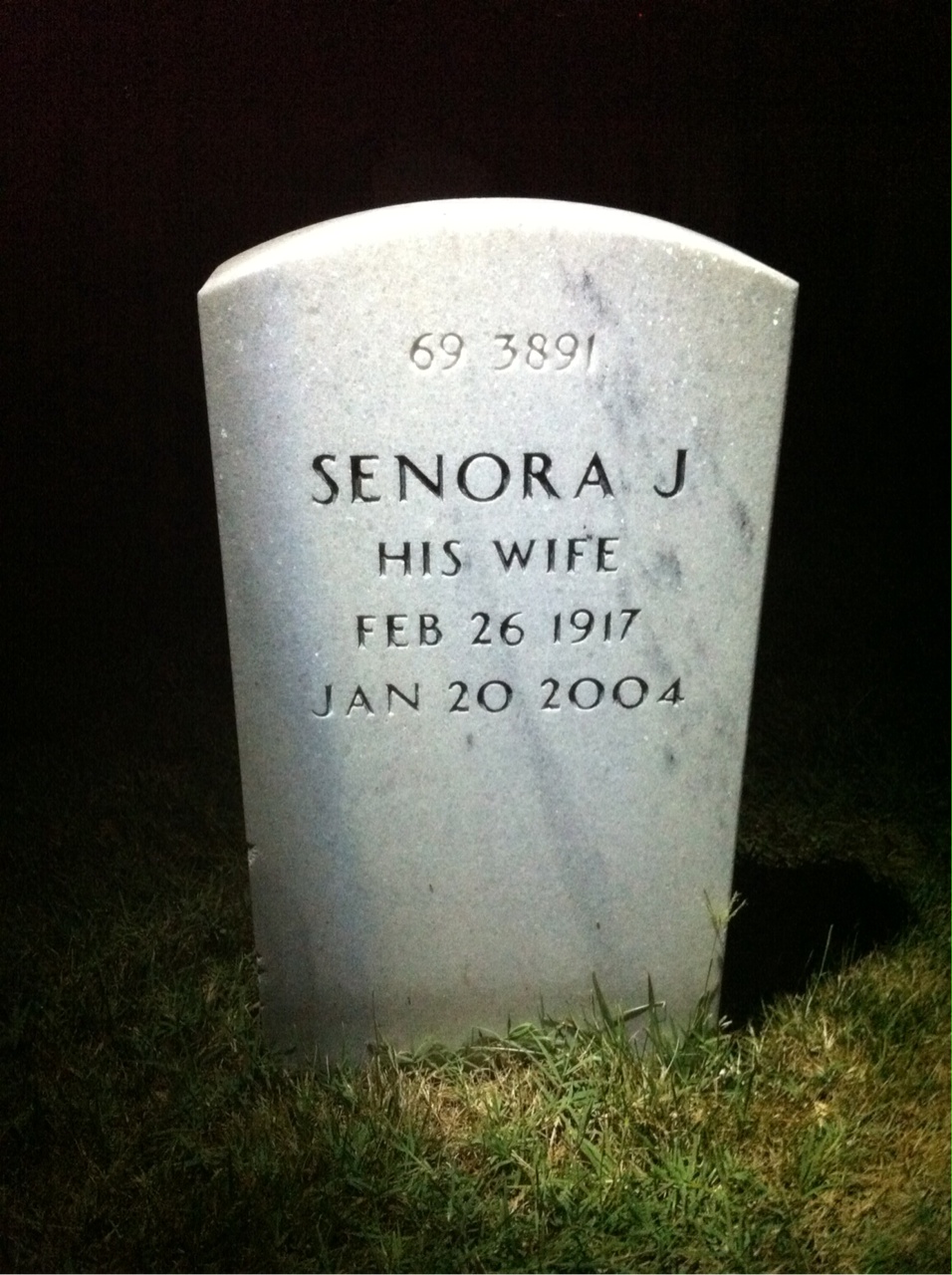 Back of headstone — Willie Whitfield