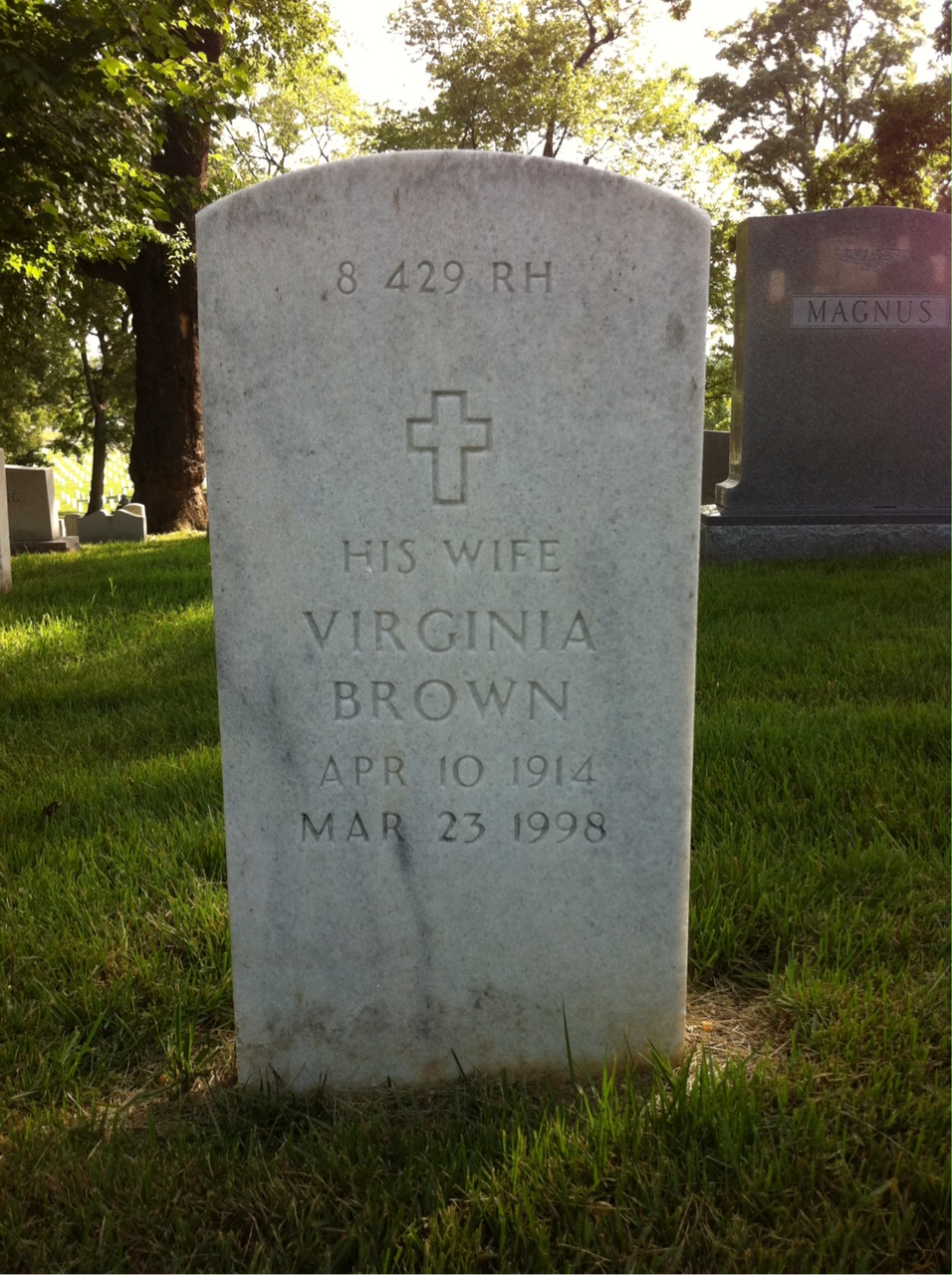 Back of headstone — Virginia Miller