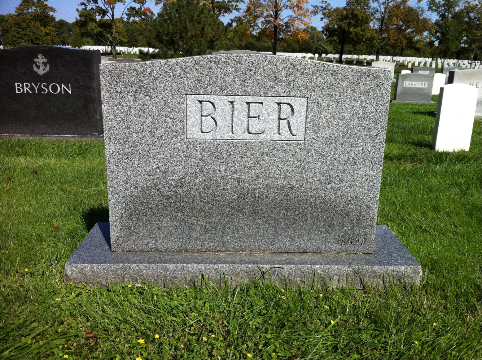 Back of headstone — Elizabeth Bier