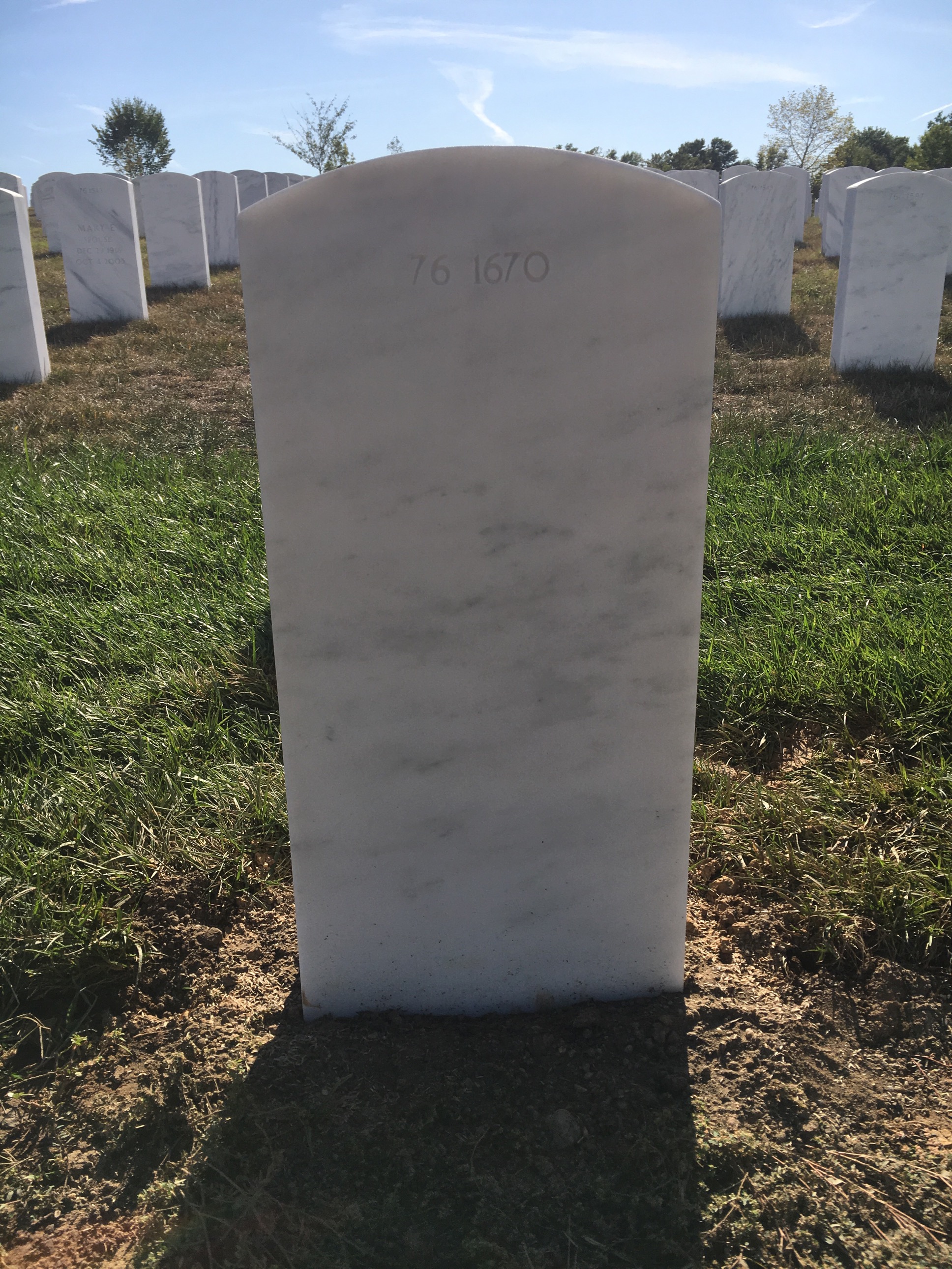 Back of headstone — Charles Clifford Bearden