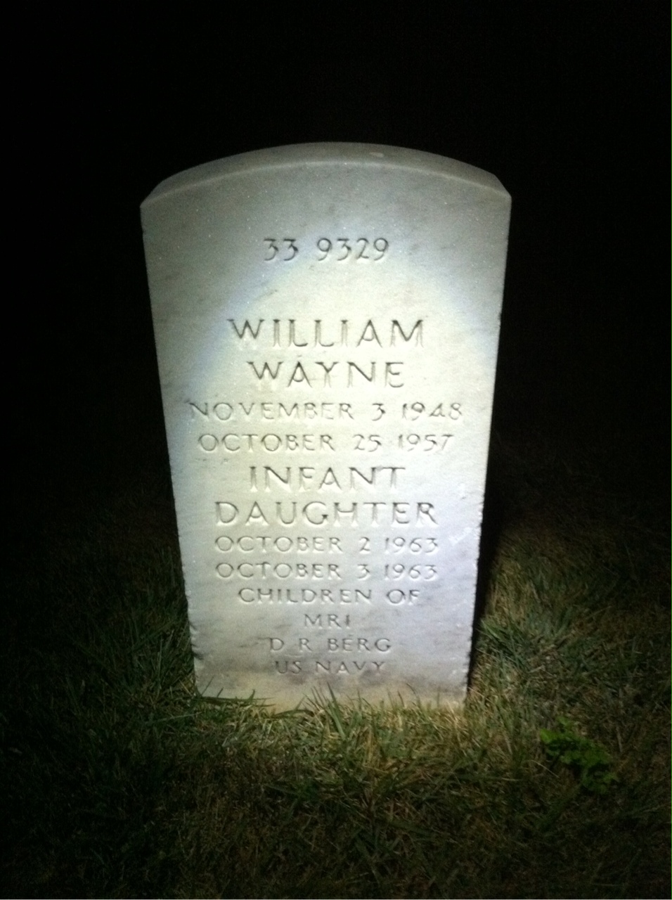 Back of headstone — William Berg