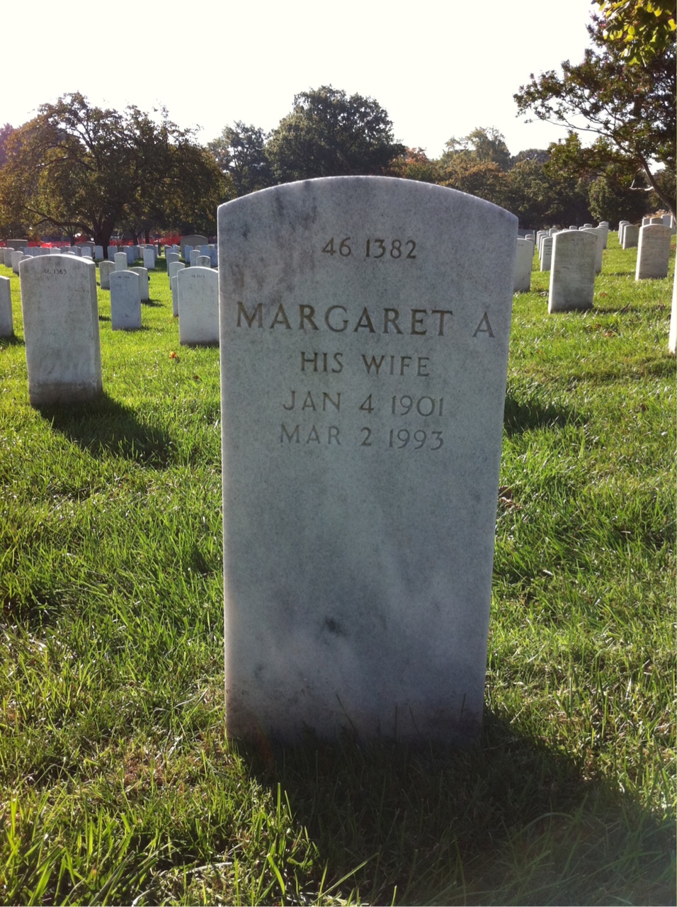 Back of headstone — Margaret Barrett