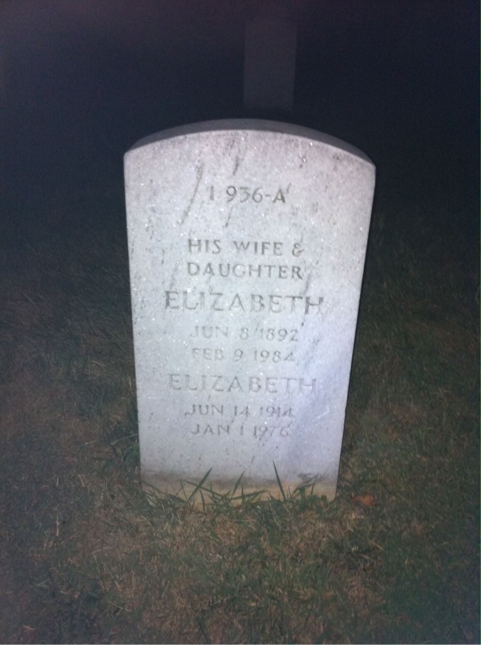 Back of headstone — Elizabeth Baird