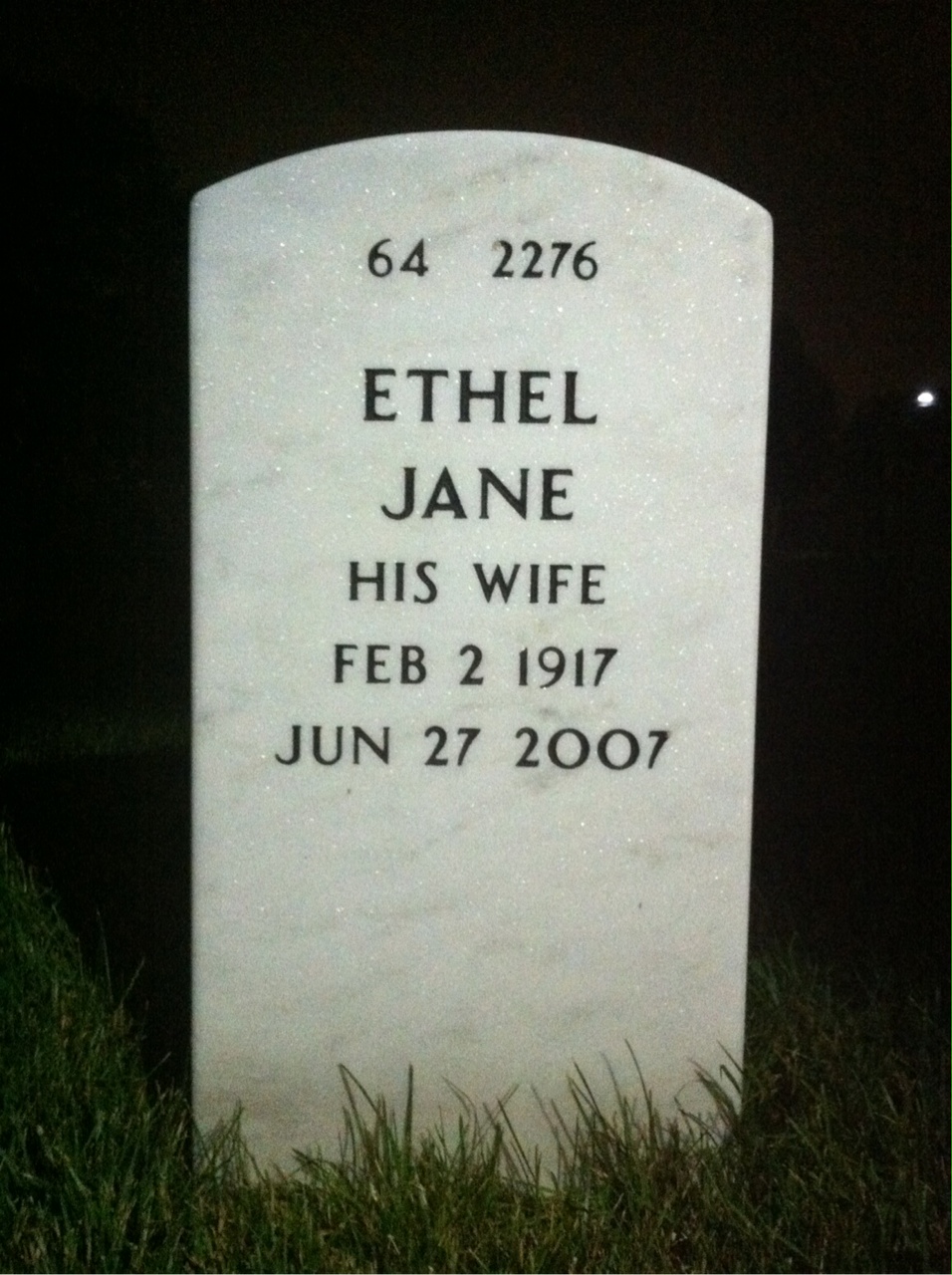 Back of headstone — John Springer