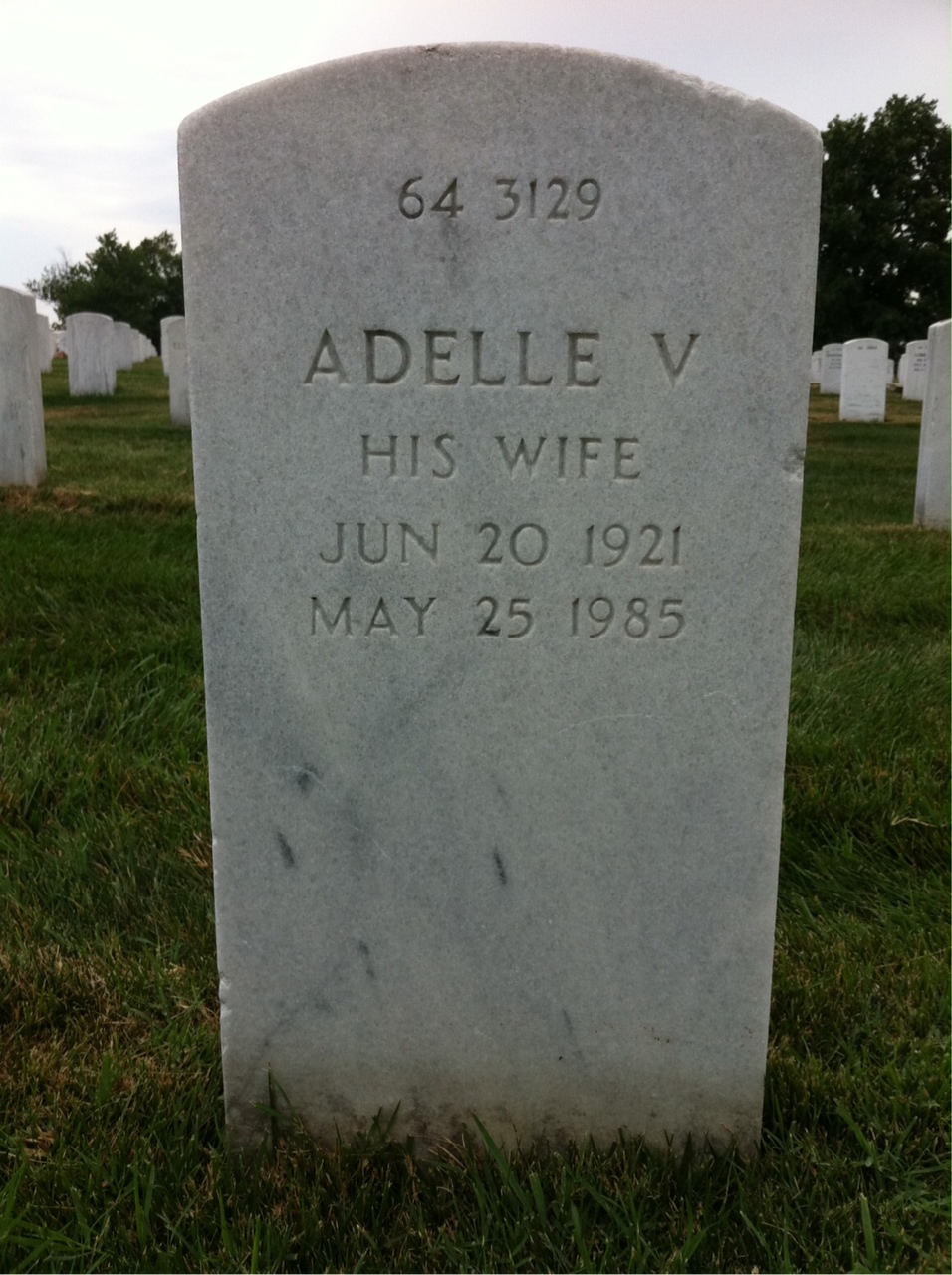 Back of headstone — Adelle Mills